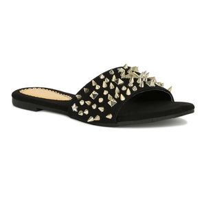 Carly Black Spiked Sandals for Women - Stylish Punk Rock Ankle Strap Heels - Perfect for Concerts, Parties & Night Out