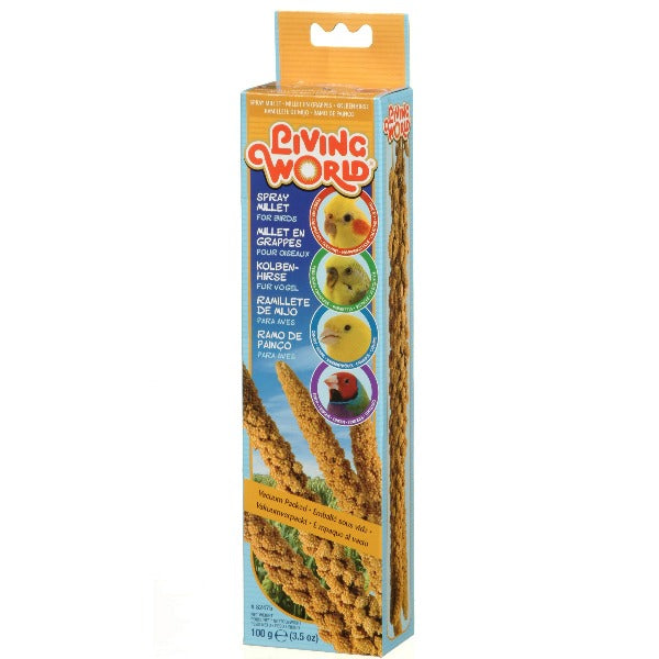 Living World Spray Millet for Birds - Natural Healthy Bird Treat - Perfect for Parrots, Finches & Cockatiels - Great for Training, Foraging & Bonding with Your Pet Bird