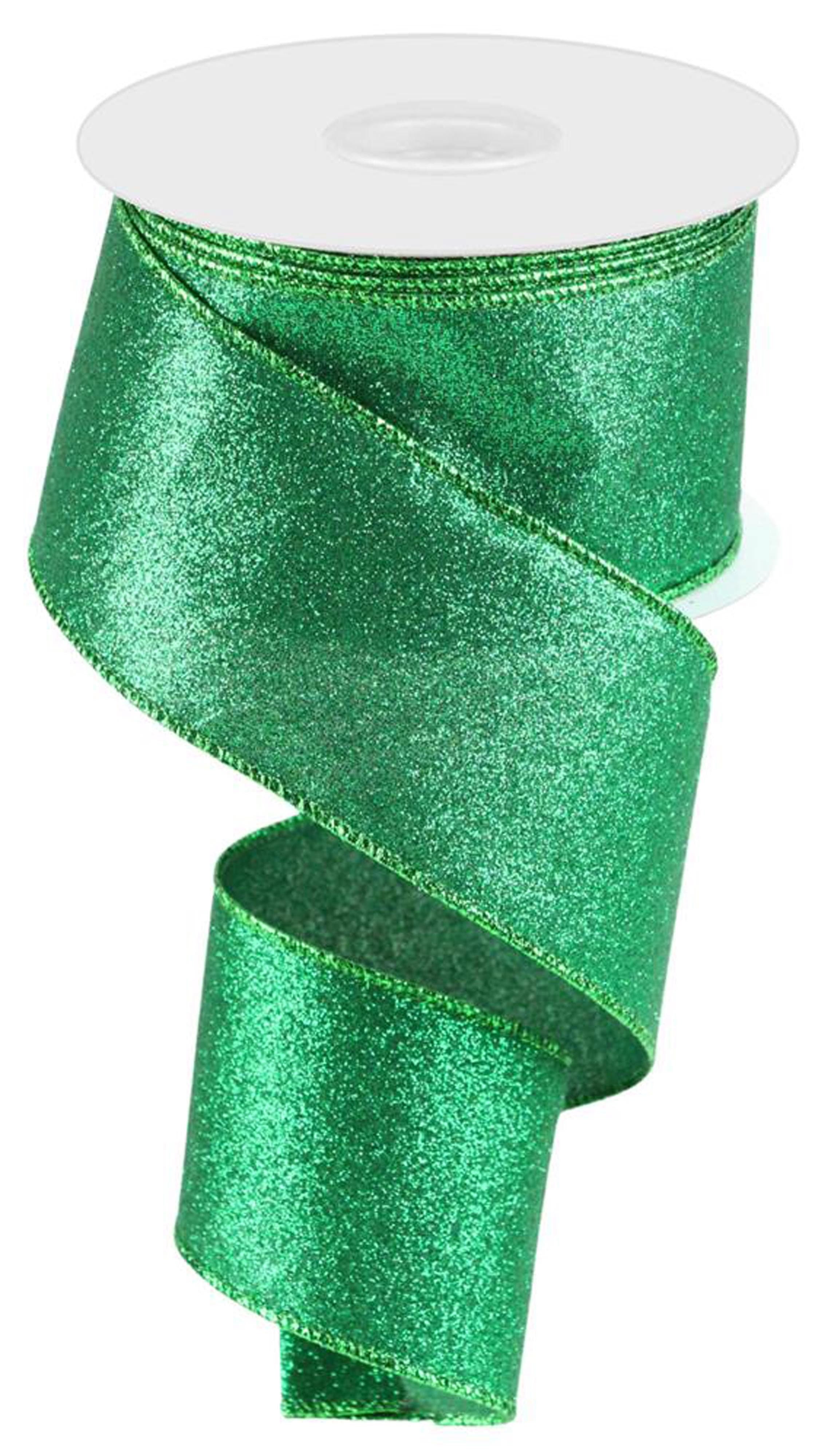 10 Yards Emerald Green Shimmer Glitter Ribbon for Gift Wrapping, DIY Crafts, Party Decorations, and Scrapbooking