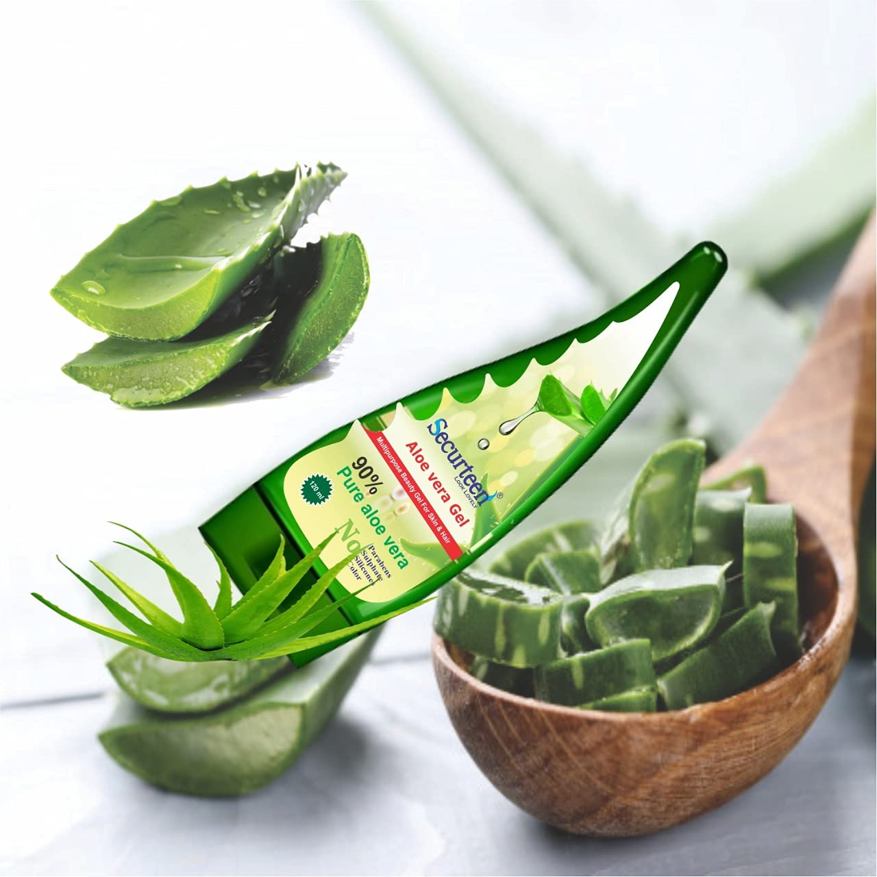 Securteen ISO Certified Aloe Vera Gel - 100% Pure Multipurpose Beauty Gel for Skin & Hair Care | Moisturizing, Soothing & Hydrating | Men & Women | 120ml (Pack of 1) | Perfect for Sunburn Relief, Acne Treatment & Hair Conditioning