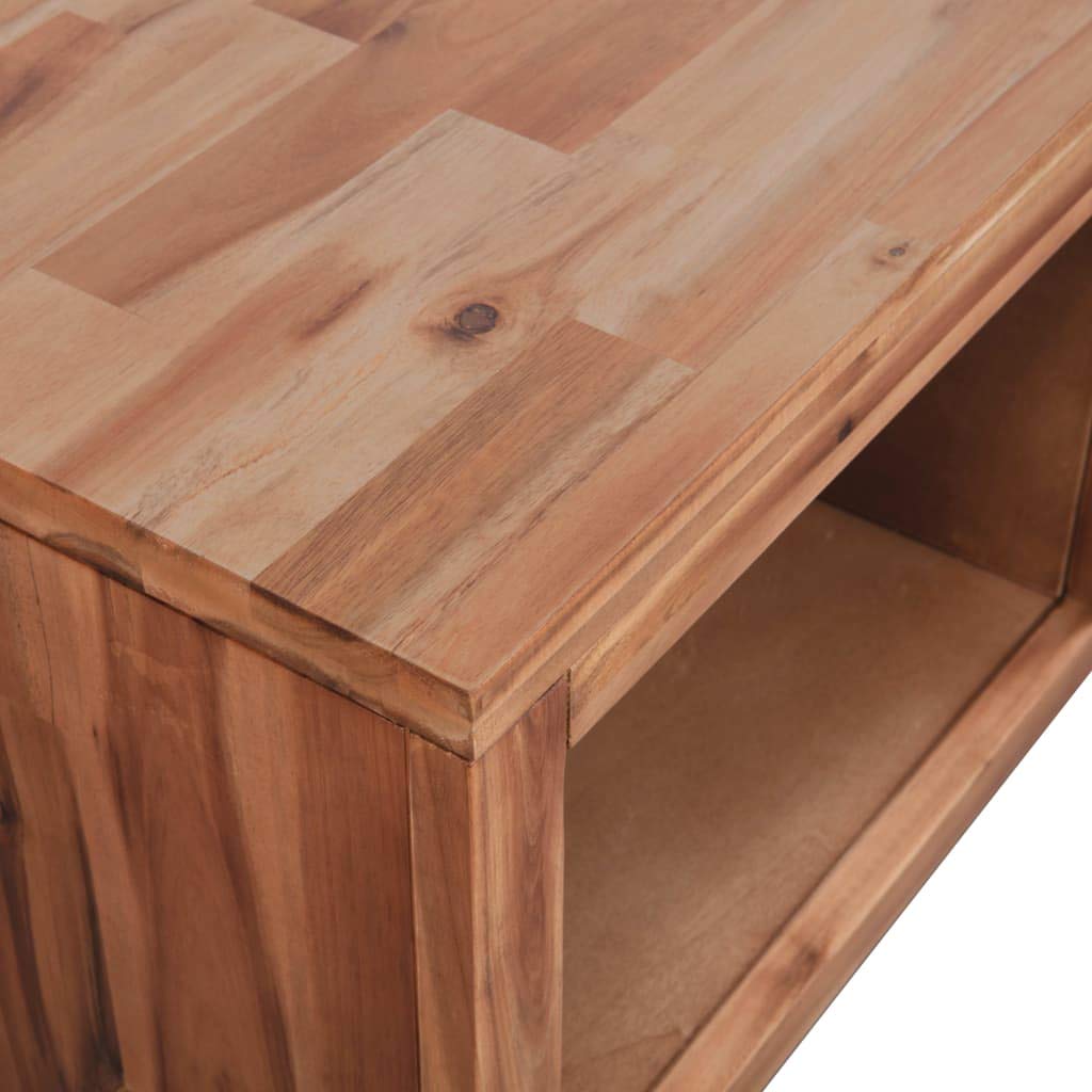 Solid Acacia Wood Coffee Table with Storage - 35.4