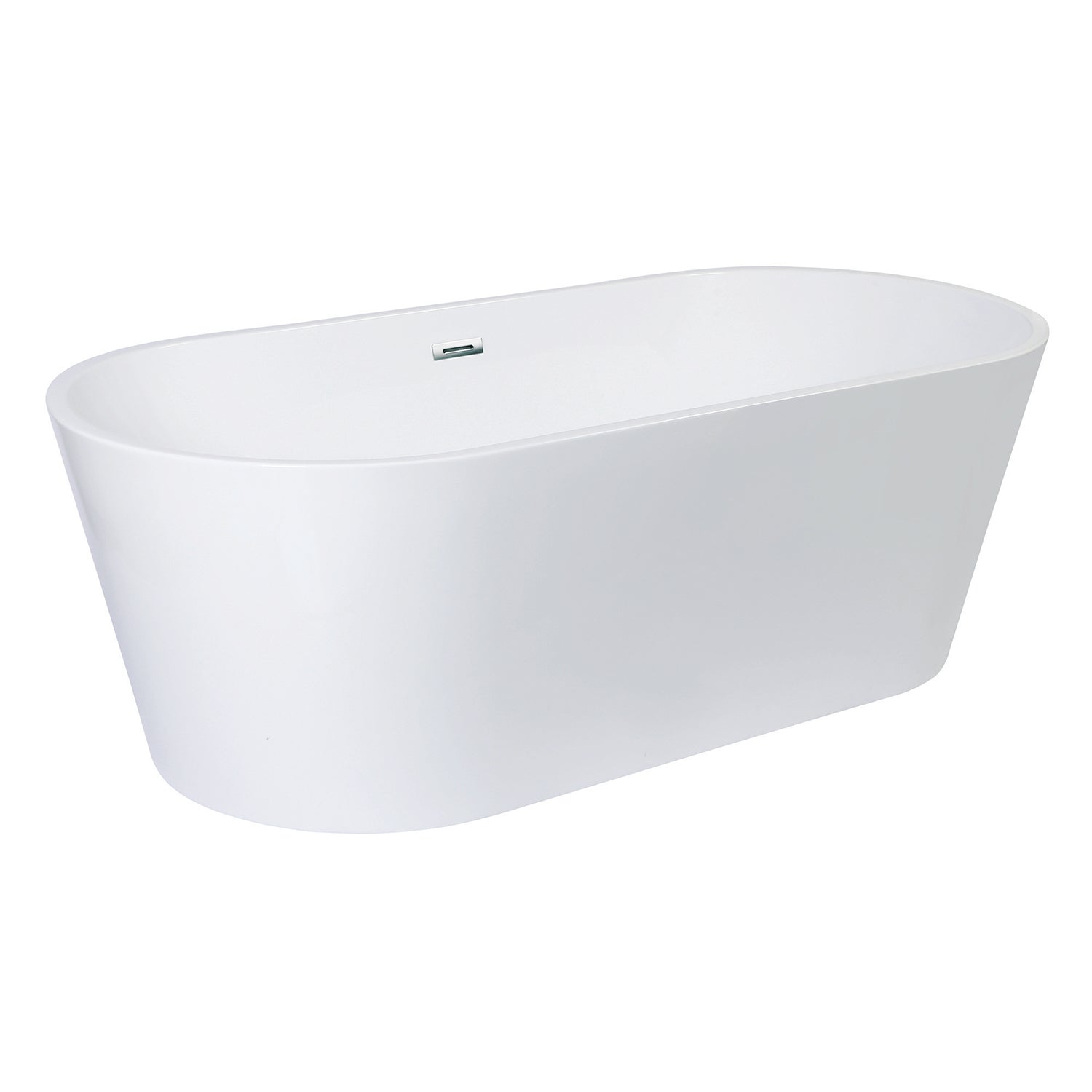 Aqua Eden 71-Inch Freestanding Acrylic Oval Bathtub - Double Ended Design with Drain, Glossy White Finish | Perfect for Modern Bathroom & Spa Relaxation