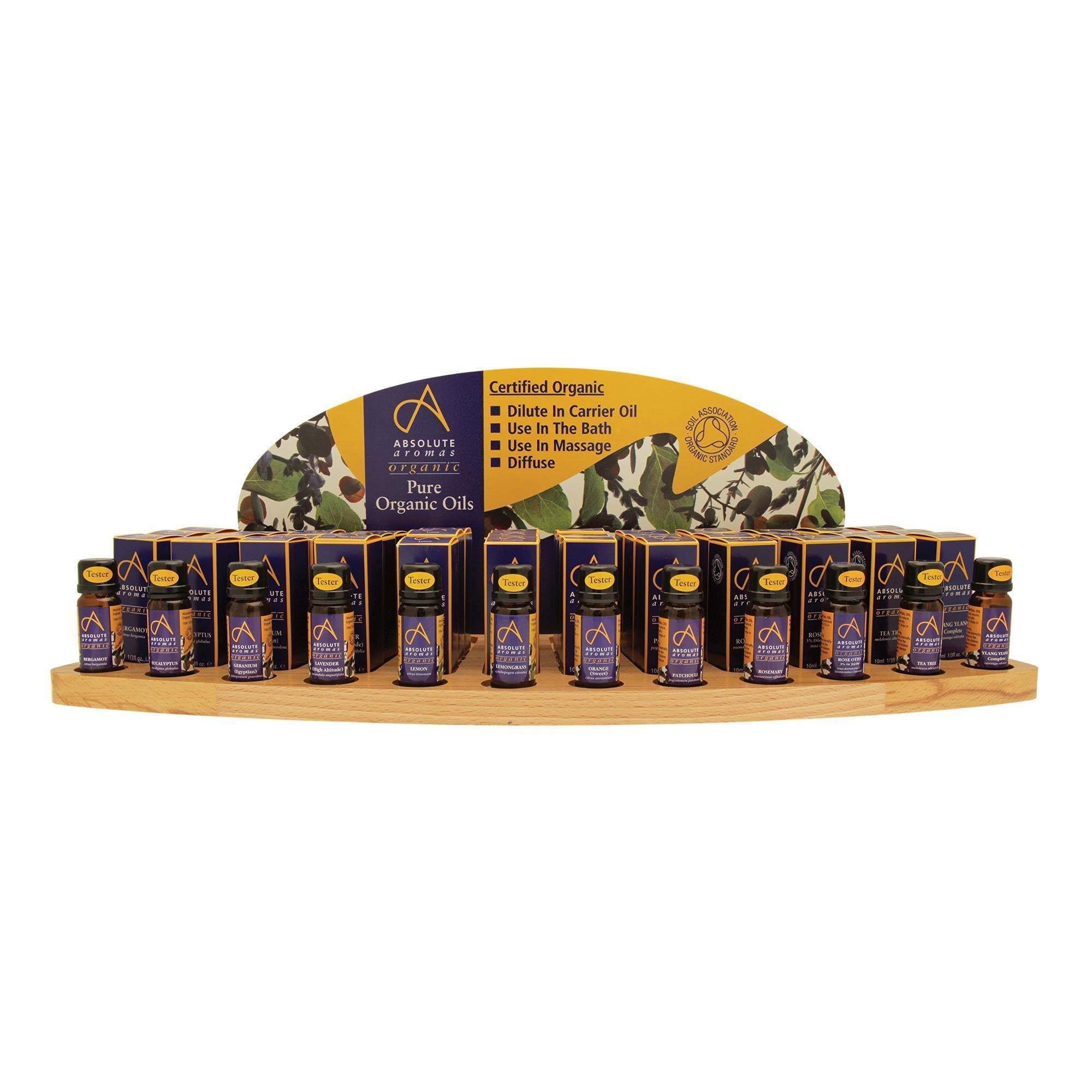 Absolute Aromas Organic Essential Oils Intro Display Package - 48 Piece Set of Pure Therapeutic Grade Oils for Aromatherapy, Massage & DIY Skincare | Perfect for Home Spa, Yoga & Relaxation