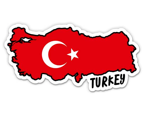 Squiddy Turkey Map with Flag - Vinyl Sticker Decal for Phone, Laptop, Water Bottle - 3 Inch - Perfect for Travel Lovers, Journaling, and DIY Crafts
