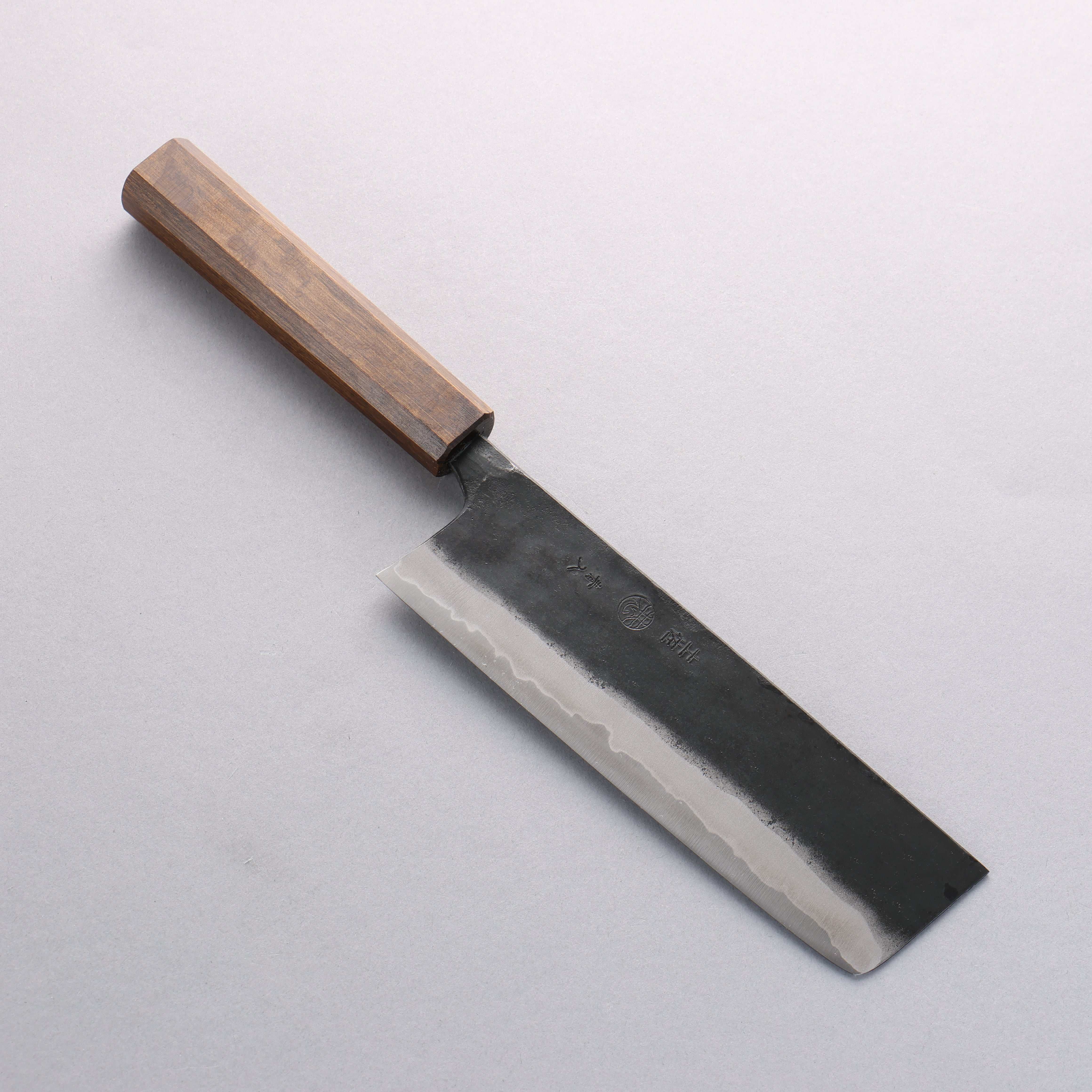 Premium Kyohei Shindo Blue Steel Nakiri Knife 170mm - Black Finish, Live Oak Lacquered Handle - Japanese Vegetable Knife for Professional Chefs & Home Cooking