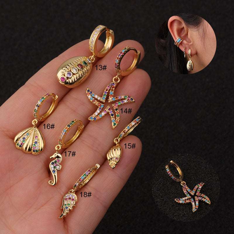 18K Gold Plated Colorful Palm Tree CZ Cartilage Hoop Earrings for Women - Trendy Summer Beach Jewelry Gift for Parties & Vacations