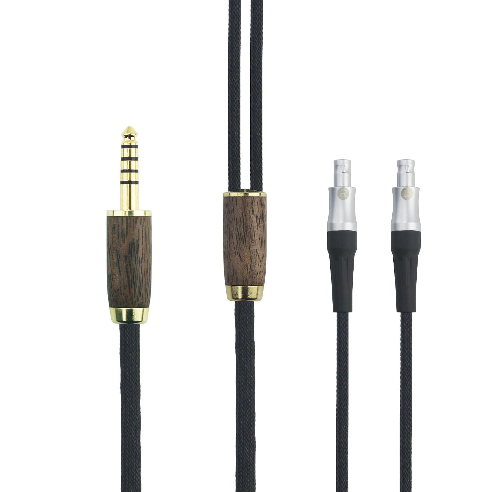 Premium 4.4mm Balanced Audio Cable for Sennheiser HD800 HD800S HD820 Headphones - 6N OCC Silver-Plated Copper Wire with Walnut Wood Shell - Perfect for Audiophiles & Studio Monitoring