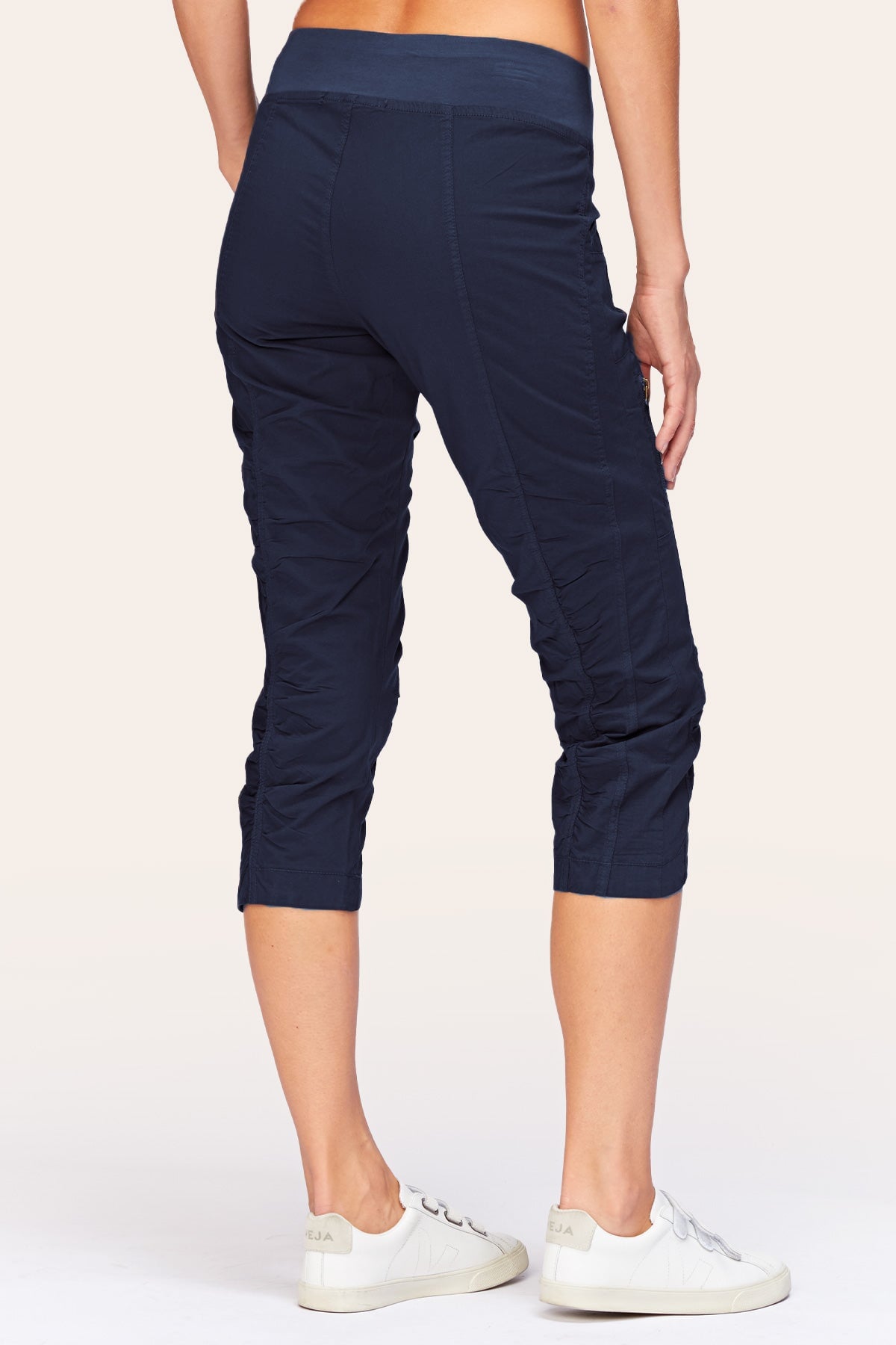 Iris Crop Navy - Women's High Waisted Yoga Pants for Workout & Lounge | Comfortable Stretchy Leggings for Running, Gym & Everyday Wear
