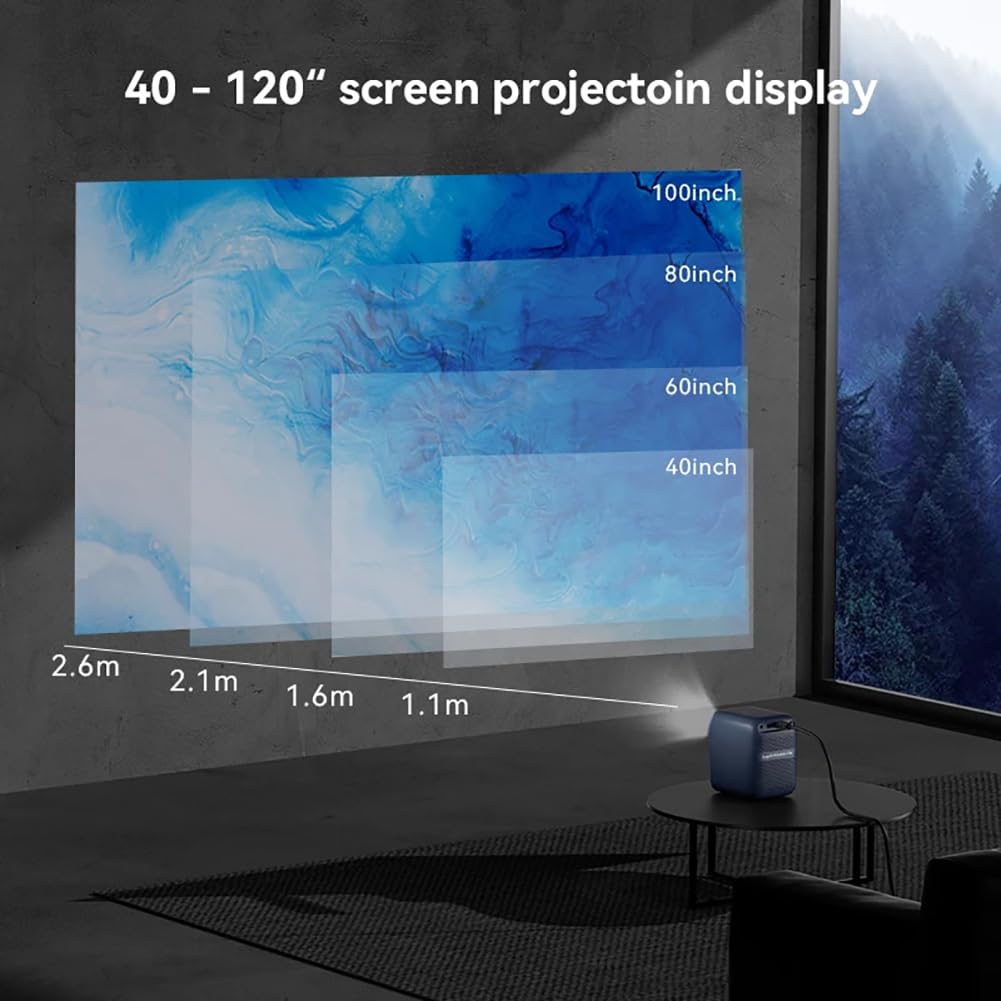 Mini Projector WiFi Bluetooth 1080p Full HD, Portable Auto Focus Home Theater Projector with HIFI Sound for Outdoor Movies, Compatible with Tablet Laptop Smartphone - Perfect for Home Cinema, Camping & Backyard Entertainment