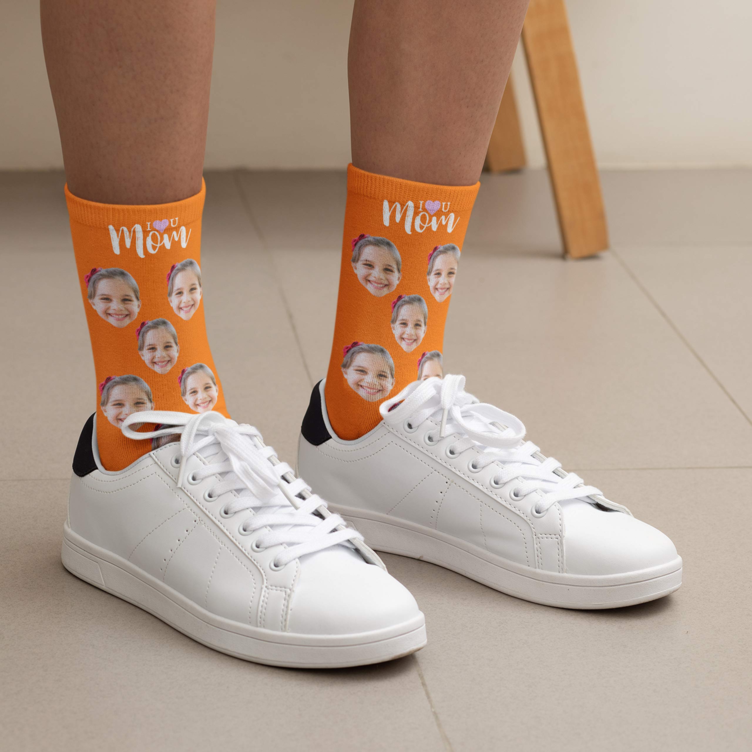 Custom Face Photo Socks - Personalized I Love You Mom Socks with Multiple Faces | Funny Gift for Mother's Day, Birthday & Christmas | Perfect for Family Gifts, Couple Matching & Special Occasions