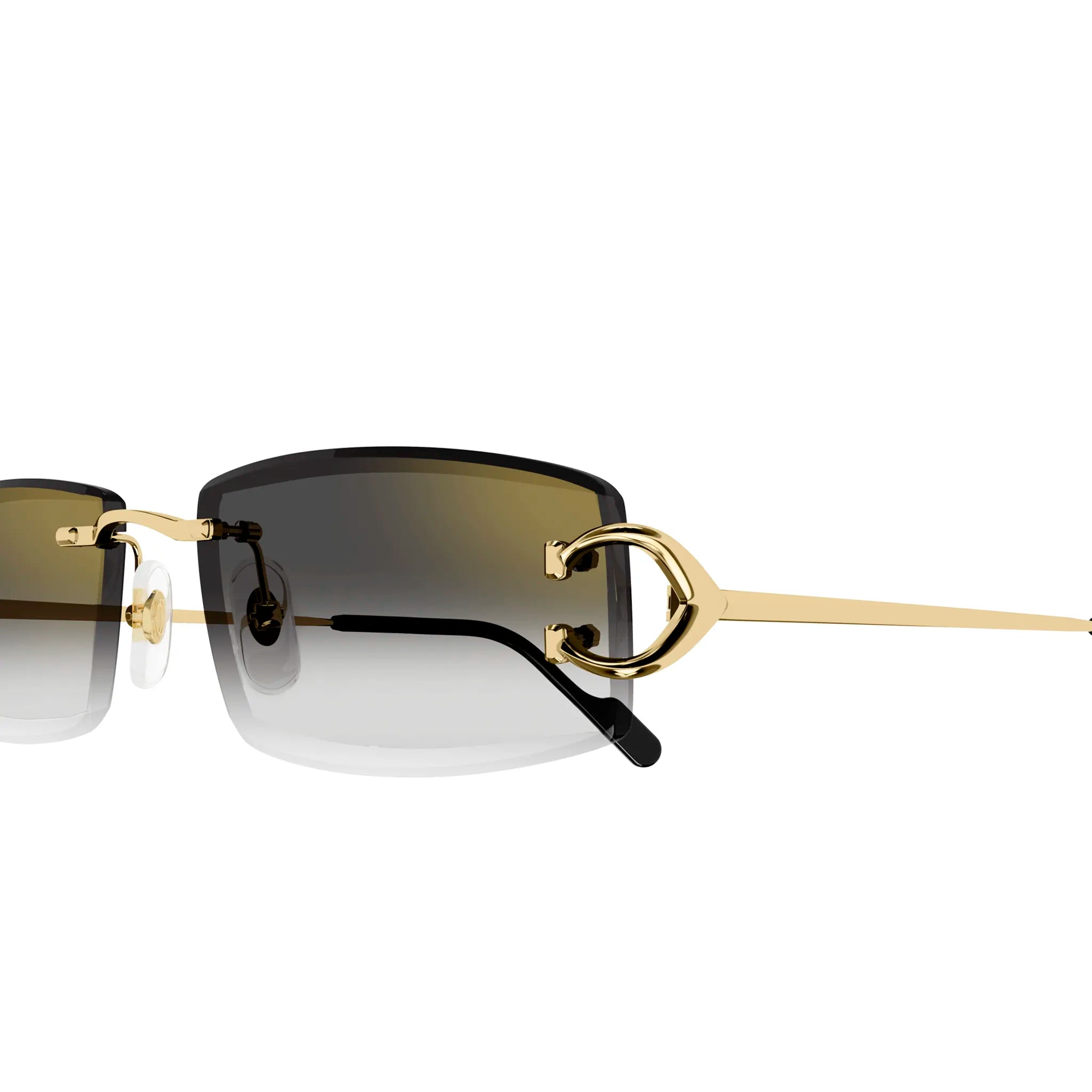 Cartier CT0465S 001 Gold Grey Rimless Sunglasses for Women & Men - Luxury Designer Shades for Driving, Beach & Outdoor Activities