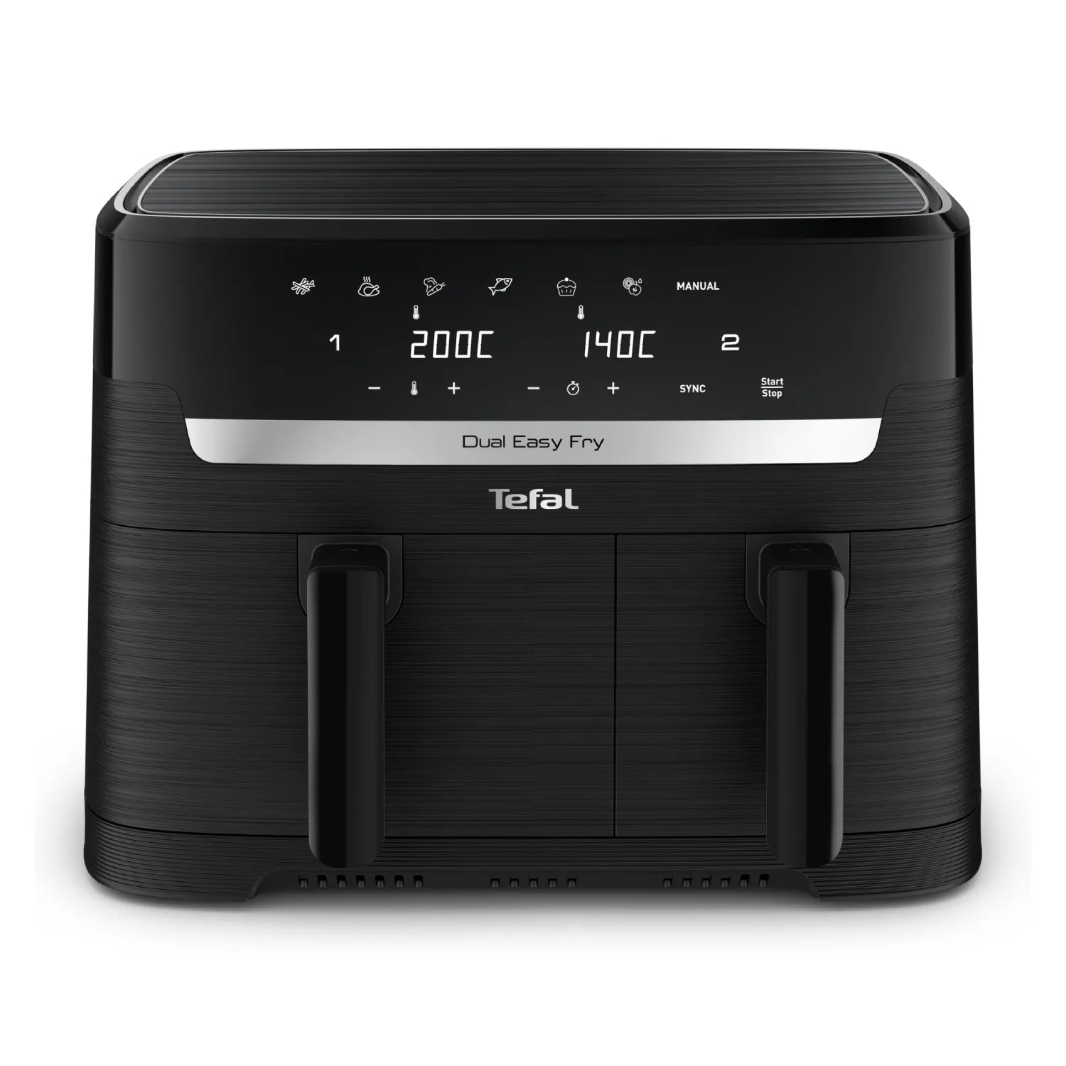 Tefal Dual Easy Fry Essential XXL Air Fryer - 8.2 Quart Large Capacity, 1800W, Black (EY901N) - Healthy Oil-Free Cooking for Family Meals, Snacks & More