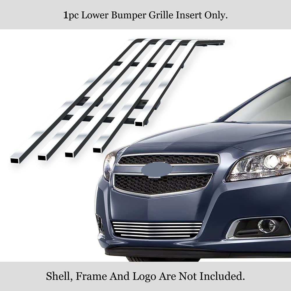 2013 Chevy Malibu Lower Bumper Stainless Steel SS Chrome Billet Front Grill Insert - APS Compatible Replacement Part S18-A44956C - Perfect for Car Customization & Front End Protection