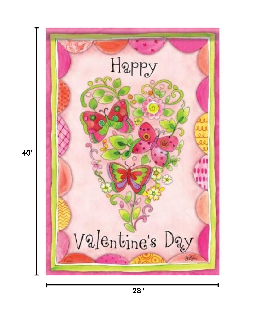 Valentine's Day Floral House Flag - Double Sided Outdoor Decoration for Porch, Yard & Garden | Romantic Seasonal Decor