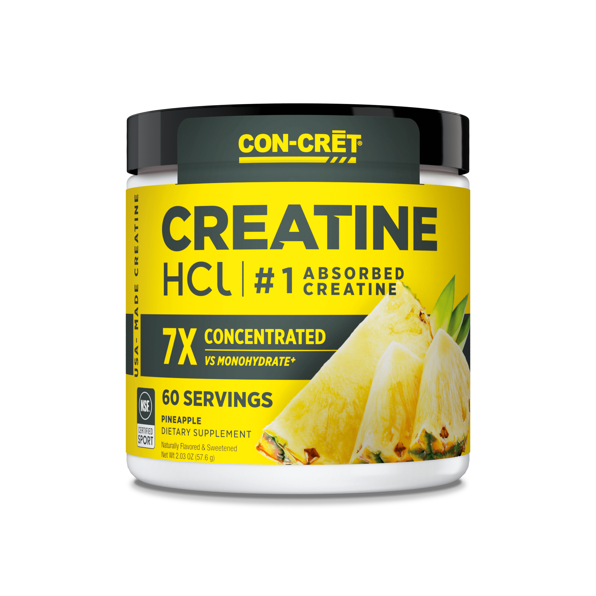 CON CRĒT Creatine HCL Powder - Premium Creatine Hydrochloride Supplement for Muscle Growth & Strength - Ideal for Athletes, Bodybuilders & Fitness Enthusiasts - Pre-Workout & Post-Workout Recovery