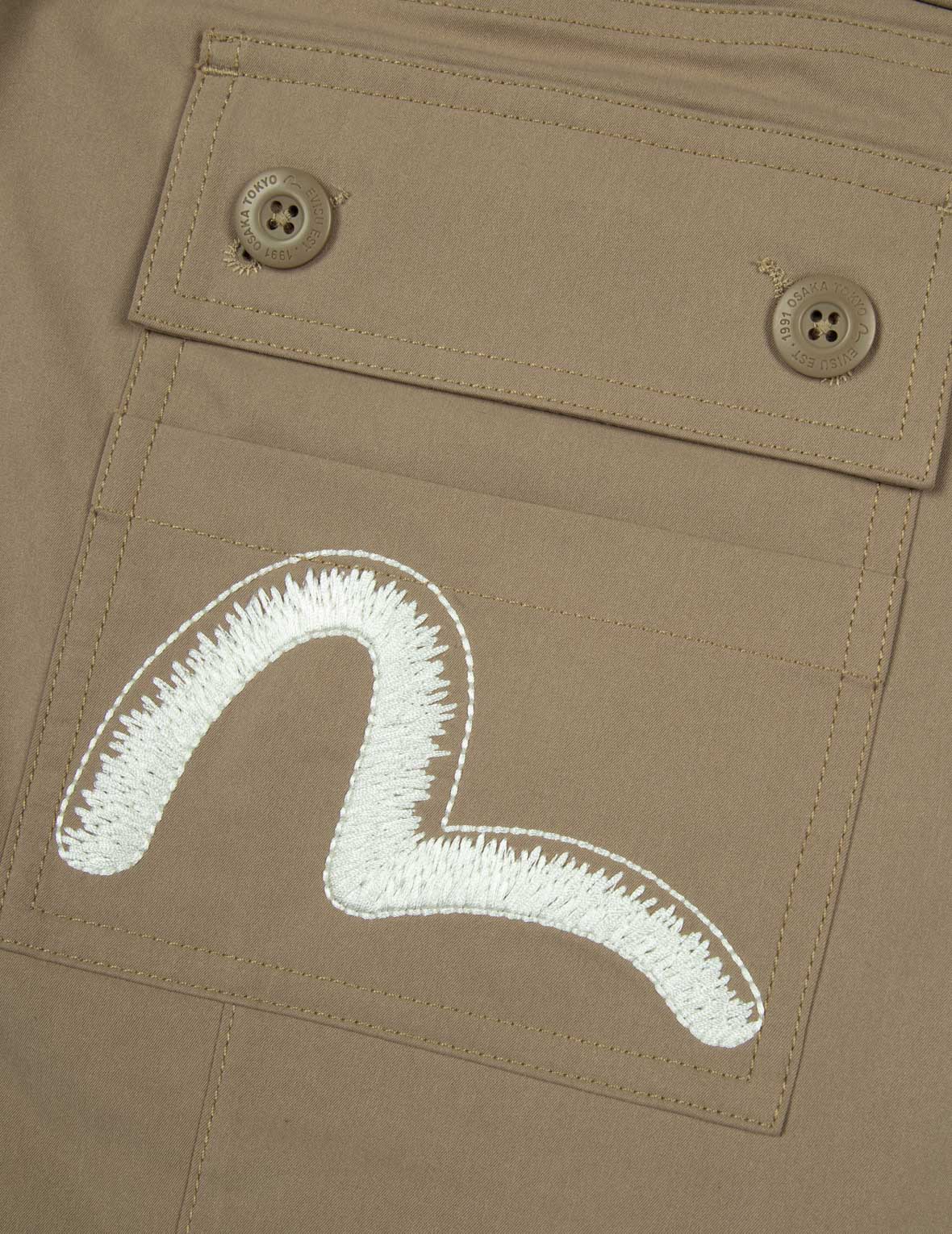 Stylish Kamon & Seagull Embroidered Loose Fit Cargo Pants for Men - Comfortable Streetwear & Casual Outdoor Wear
