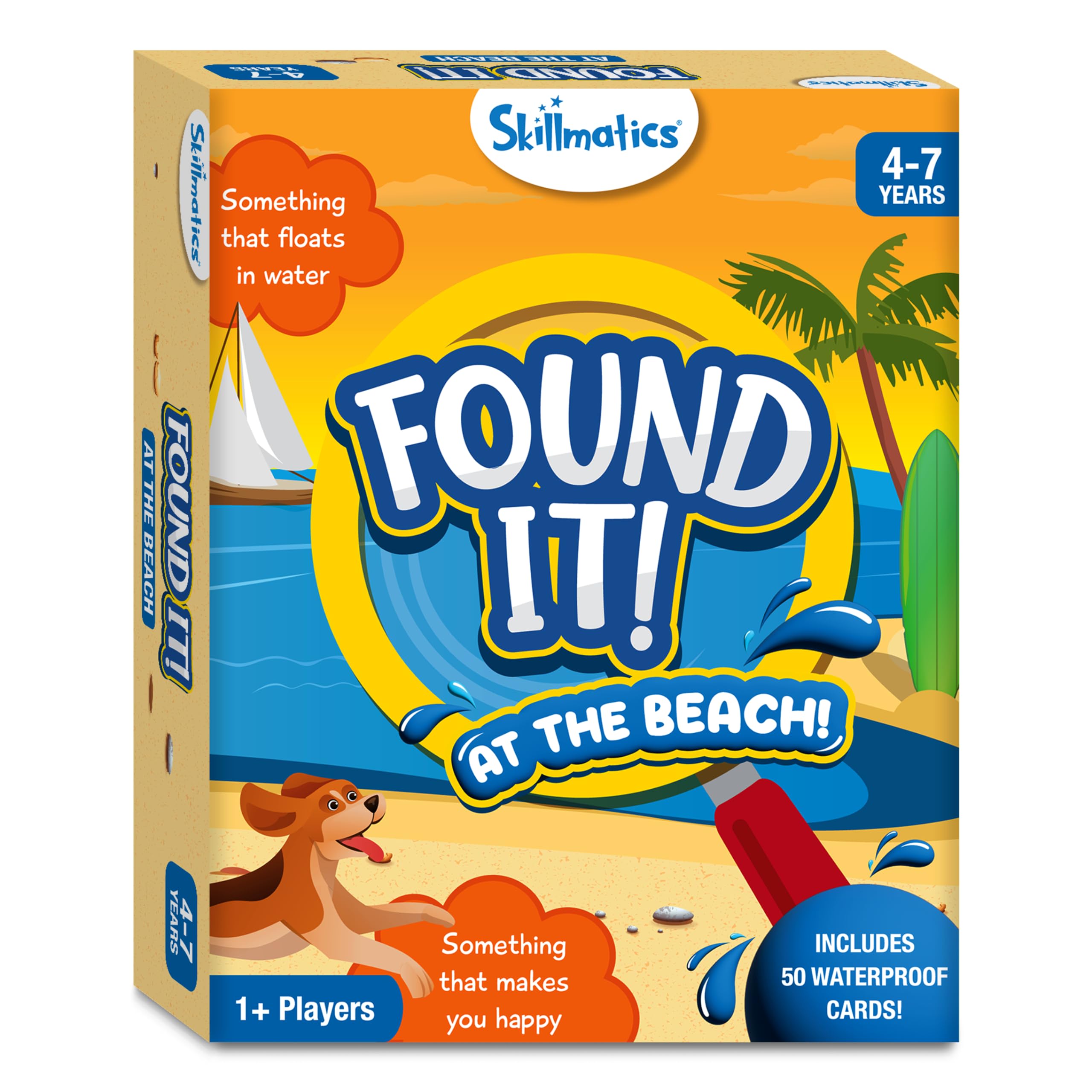 Skillmatics Scavenger Hunt Card Game - Found It Beach | 50 Waterproof Outdoor Activity Cards for Kids Ages 4-7 | Family Travel Board Game for Boys & Girls | Educational Beach Toys & Summer Vacation Gifts | Perfect for Beach Trips, Backyard Adventures & Road Trips