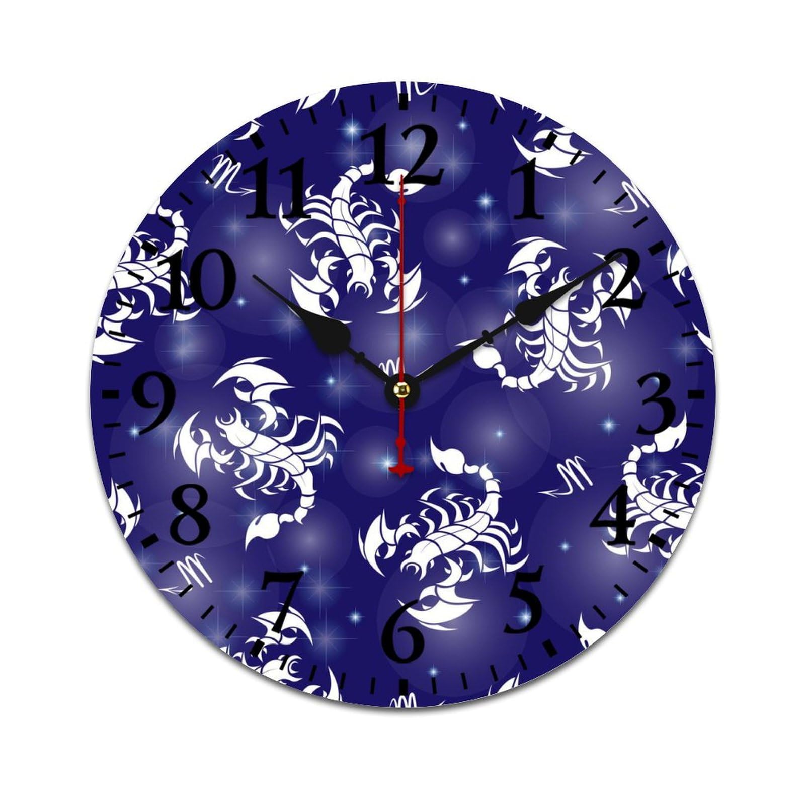 Magic Scorpions and Stars Wooden Wall Clock - Silent Non-Ticking 24