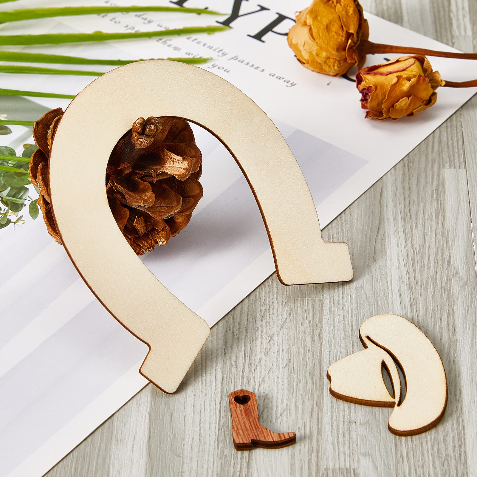 72 Pieces Unfinished Cowboy Wooden Cutouts - Horseshoe & Boot Shapes for Western Party Decor, DIY Crafts, Wedding Centerpieces | Perfect for Cowboy Themed Parties, Home Decor, and Rustic Wedding Decorations