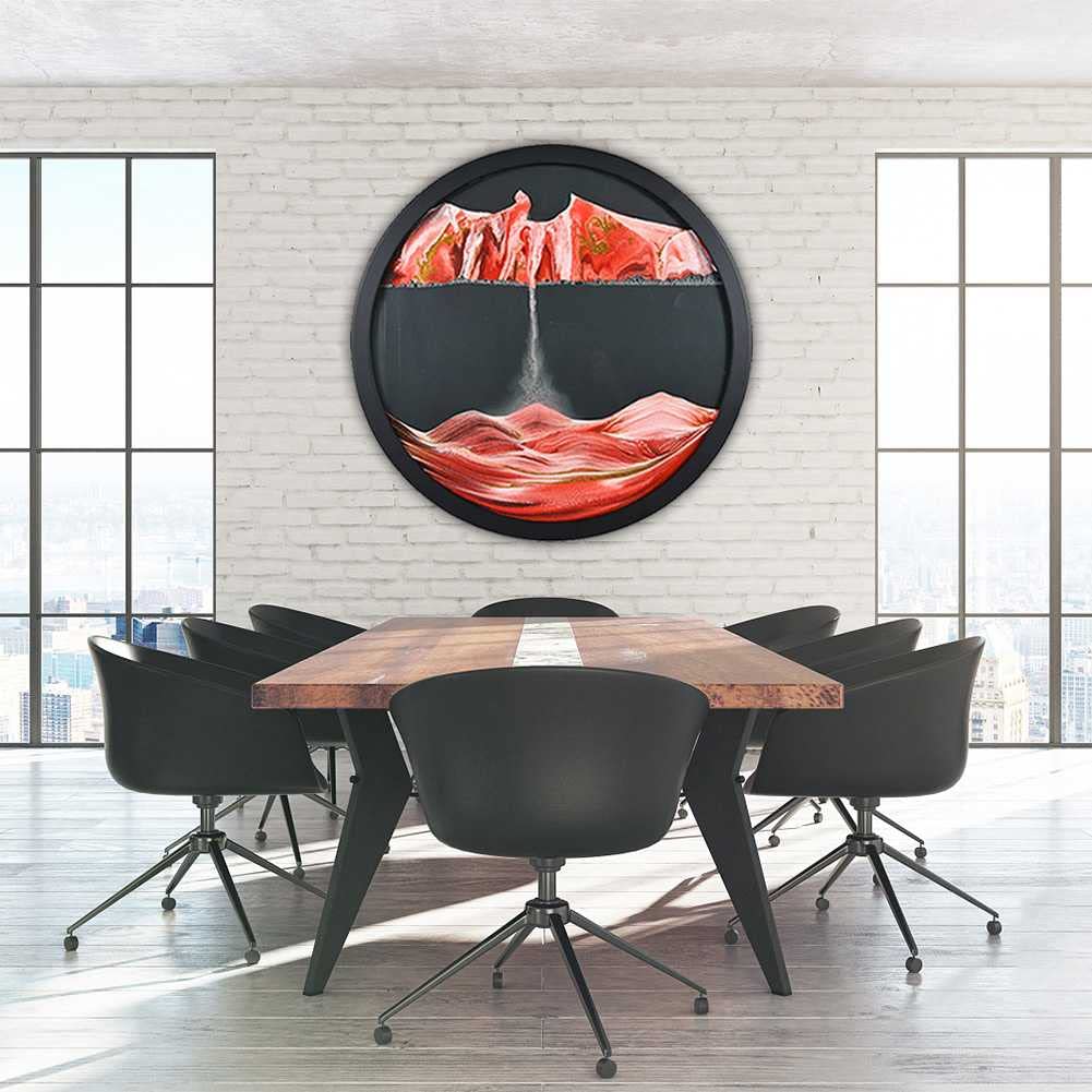360° Rotating Dynamic Sand Art Picture - 3D Wavy Sandscape Liquid Motion Decor for Home & Office | Kids & Adults Relaxing Desktop Toy | Stress Relief & Meditation Aid | Wall Art for Living Room, Bedroom, Office Decor