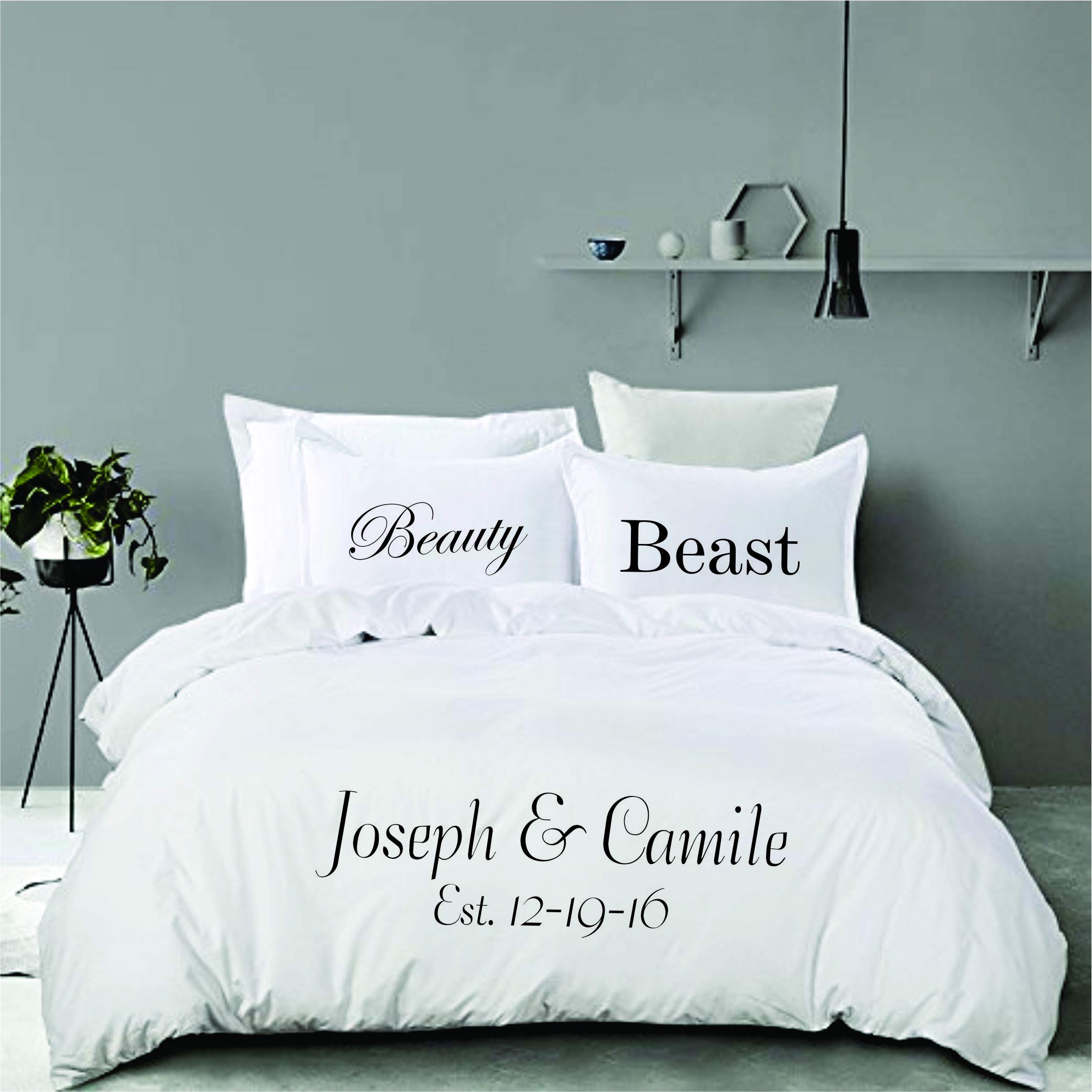 Custom Duvet Cover Set - Personalized Bedding with Monogram - King/Queen Size Luxury Cotton Duvet Cover - Perfect Anniversary Gift, Wedding Gift for Couples - Ideal for Master Bedroom, Guest Room & Honeymoon Suite Decor