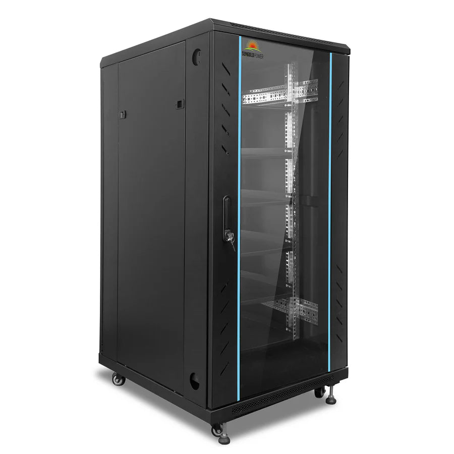 SunGoldPower Enclosed 6-Slot Battery Cabinet with Bus Bar for SG48100P & SGH48100T - Perfect for Solar Energy Storage, Off-Grid Power Systems, and Home Backup Solutions