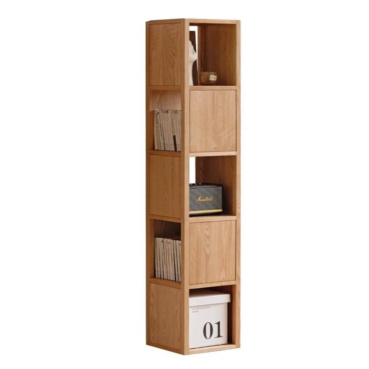 Oak Solid Wood Nordic Corner Bookcase - Modern Bookshelf for Living Room, Bedroom & Office - Space-Saving Storage Solution for Books, Decor & Essentials