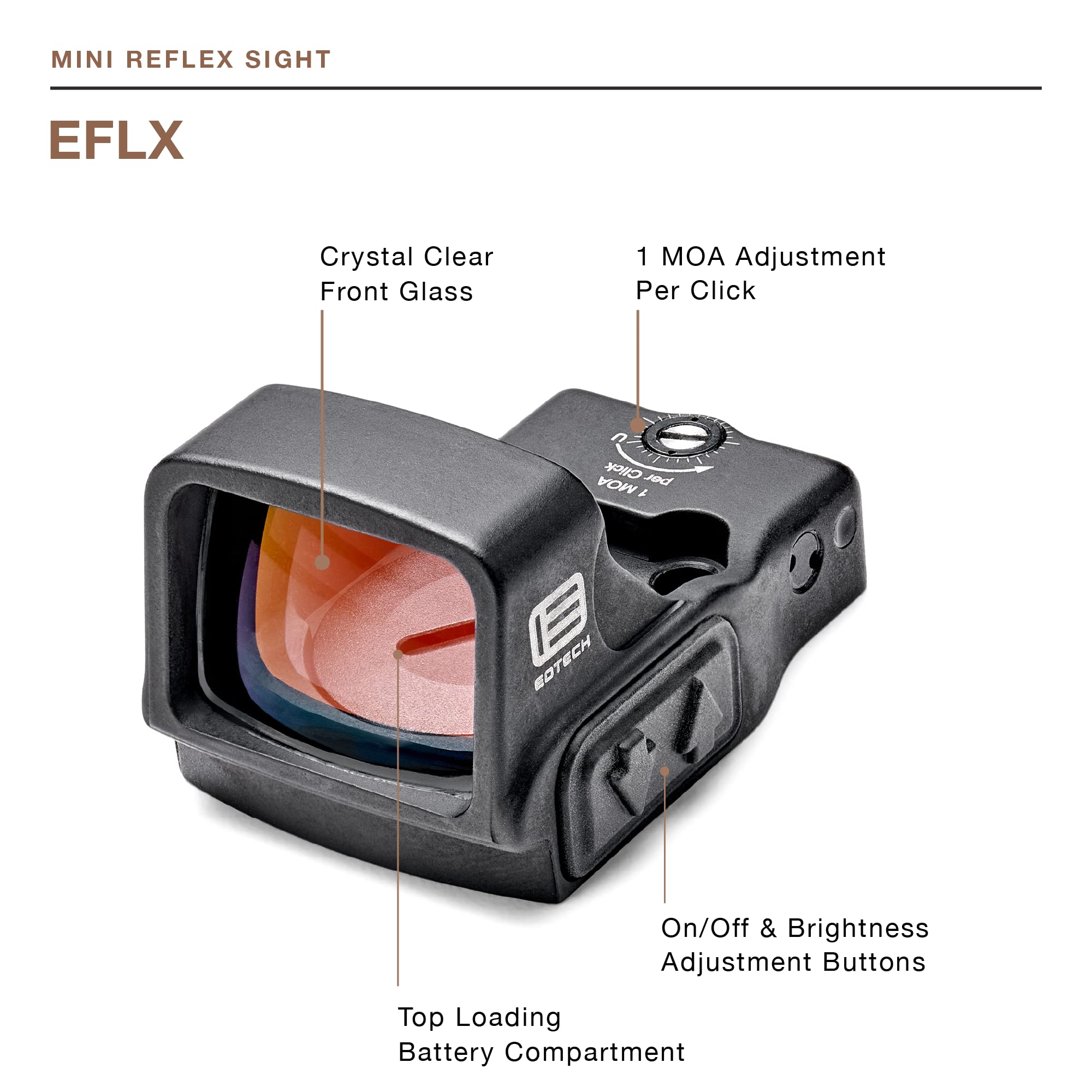 EOTECH EFLX Mini Reflex Sight - Red Dot Sight for Pistols & Rifles | Durable & Waterproof | Perfect for Hunting, Tactical & Competitive Shooting