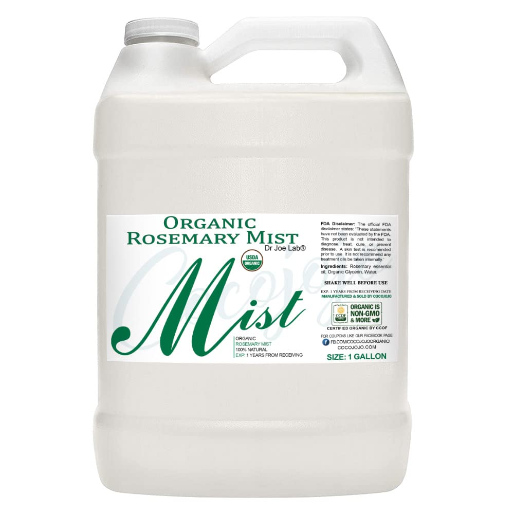 Organic Rosemary Mist for Face & Body - Hydrating Skincare Spray for Sensitive & Dry Skin - Relaxing Pillow & Room Mist with Pure Rosemary Essential Oil - Perfect for Aromatherapy, Bedtime & Self-Care (128oz/1 Gallon) - Packaging May Vary