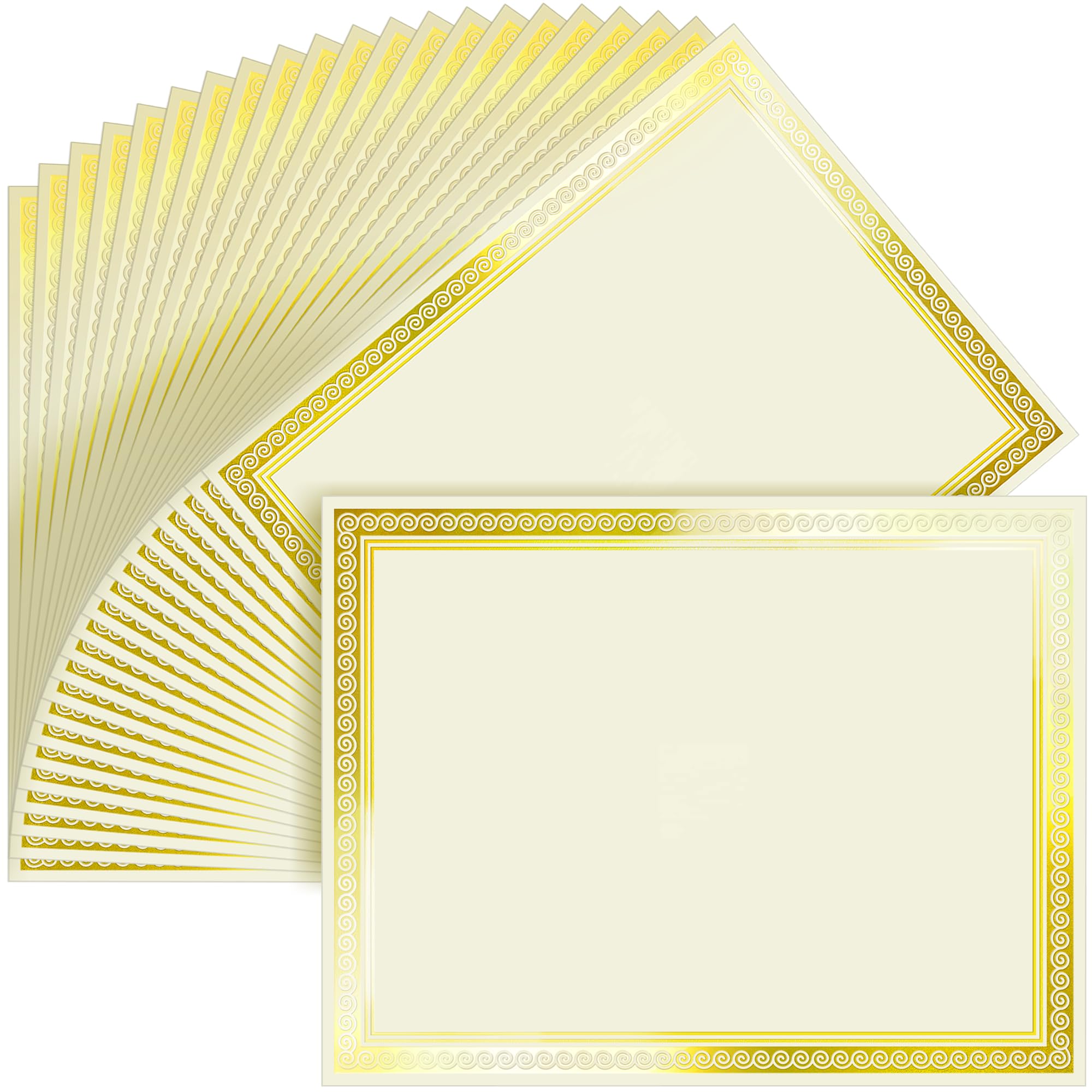 Premium SUNEE 50 Sheets Certificate Paper with Gold Foil Border - 8.5x11 Ivory Cardstock for Diplomas, Awards & Documents | Inkjet Printer Friendly | Perfect for Graduations, School Ceremonies & Professional Certifications