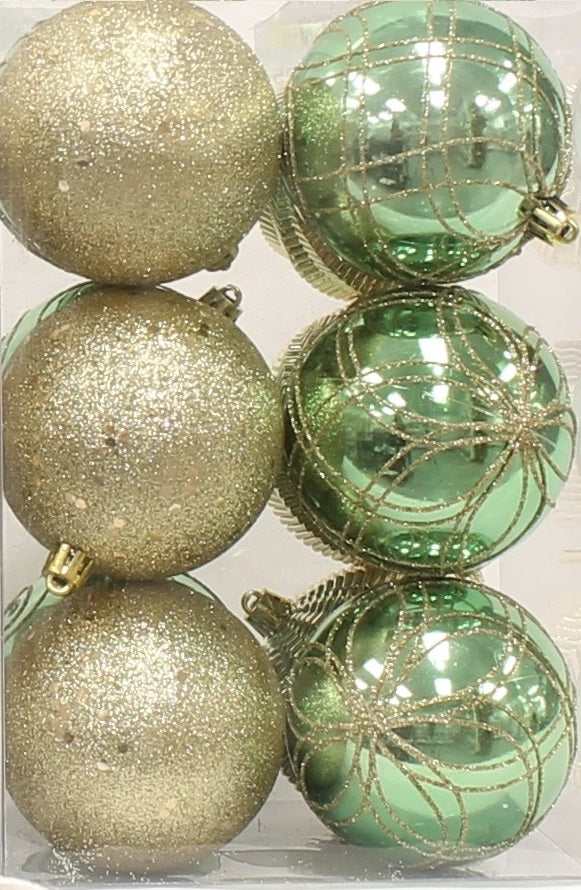 45 Pack of 60MM Christmas Tree Ornaments - Green, White & Gold Holiday Decorations for Xmas Tree, Home, Party & Gift Giving