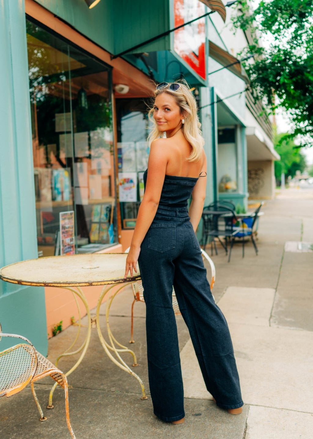 Black Strapless Denim Jumpsuit for Women - Fashionable Romper with Pockets | Perfect for Summer Outfits, Beach Vacations & Night Out Parties