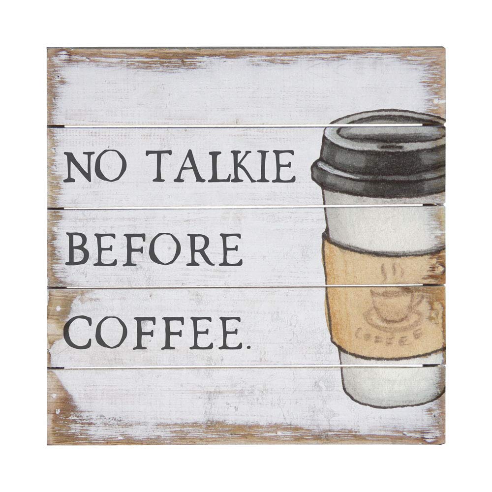 Simply Said, INC Perfect Pallet Petites Coffee Decor - 8 Inch Farmhouse Coffee Bar Sign with 'No Talkie Before Coffee' Quote - Made in USA (PET15568) - Perfect for Kitchen, Office, or Coffee Shop Décor