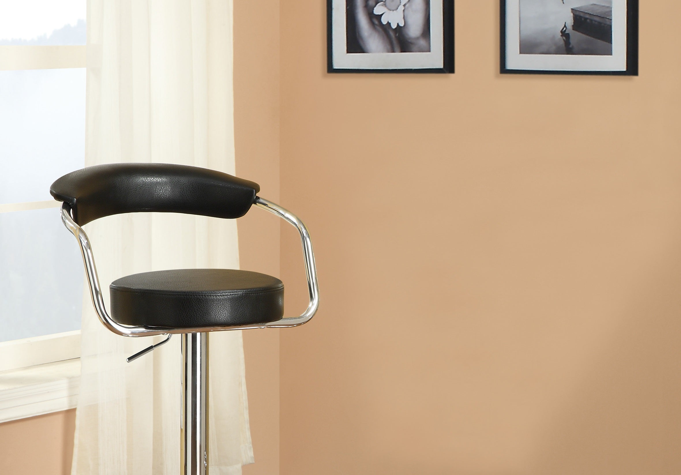 Modern Black Bar Stools Set of 2 - Adjustable Height Swivel Counter Stools for Kitchen Island, Breakfast Bar & Home Decor - Contemporary Style Bar Chairs for Dining & Entertaining