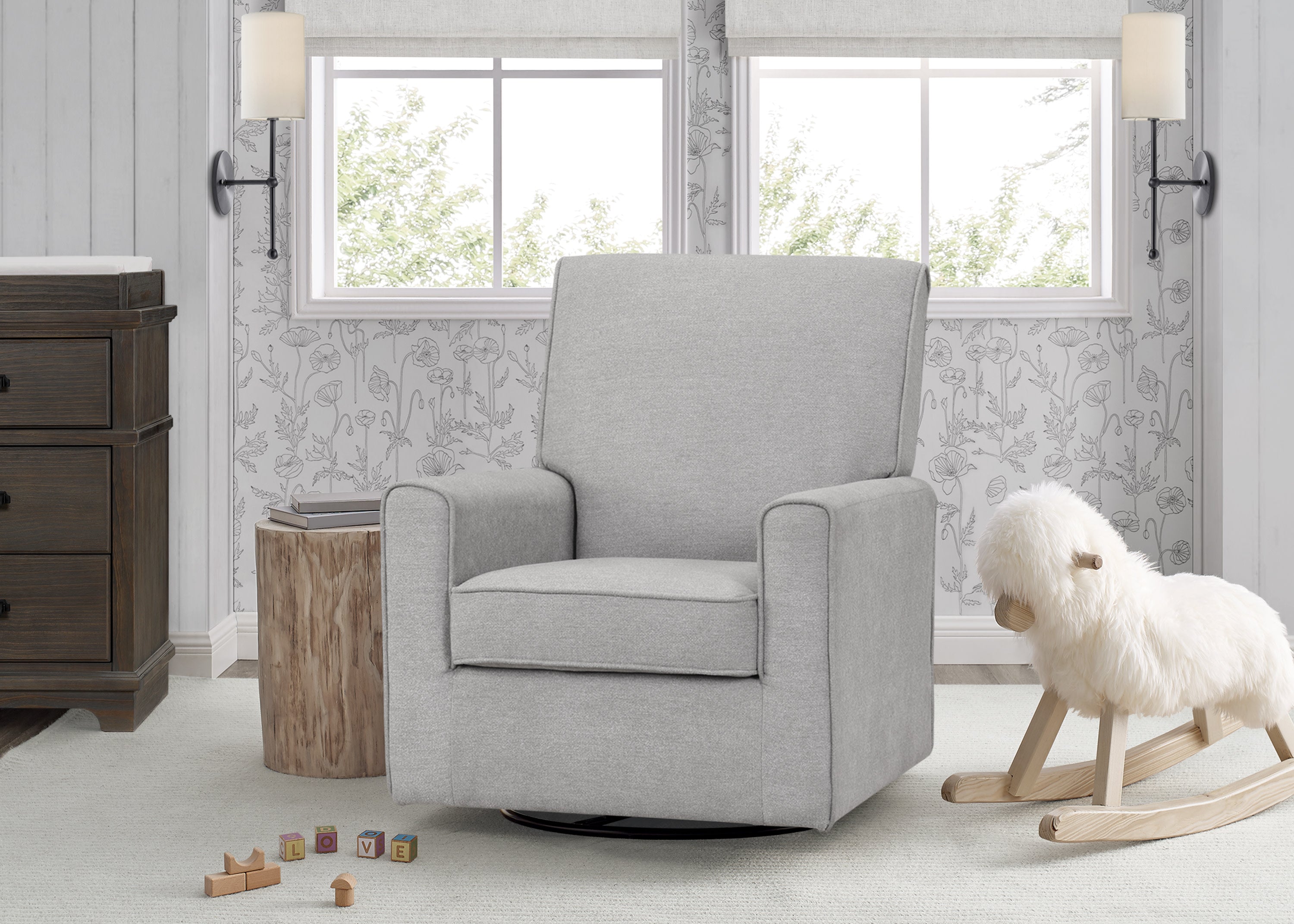 Sophie Nursery Glider Swivel Chair with LiveSmart Fabric - Comfortable Rocking Recliner for Breastfeeding & Baby Nursery - Perfect for Nursing, Reading & Relaxing with Your Newborn