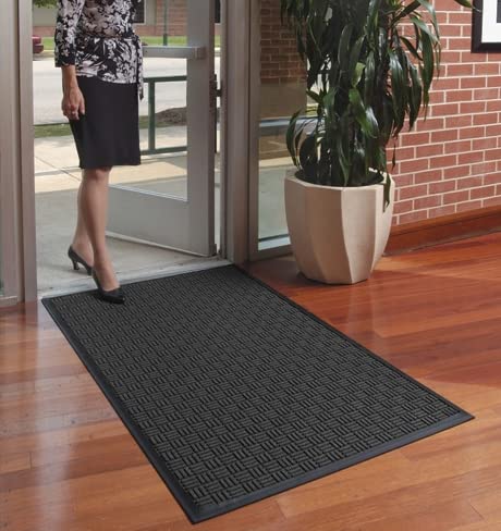 Waterhog Masterpiece Heavy Duty Basketweave Oceanwave 3' x 5' Non-Slip Entrance Floor Mat with Gripper Backing for Carpeted Floors - Perfect for Home, Office & High Traffic Areas