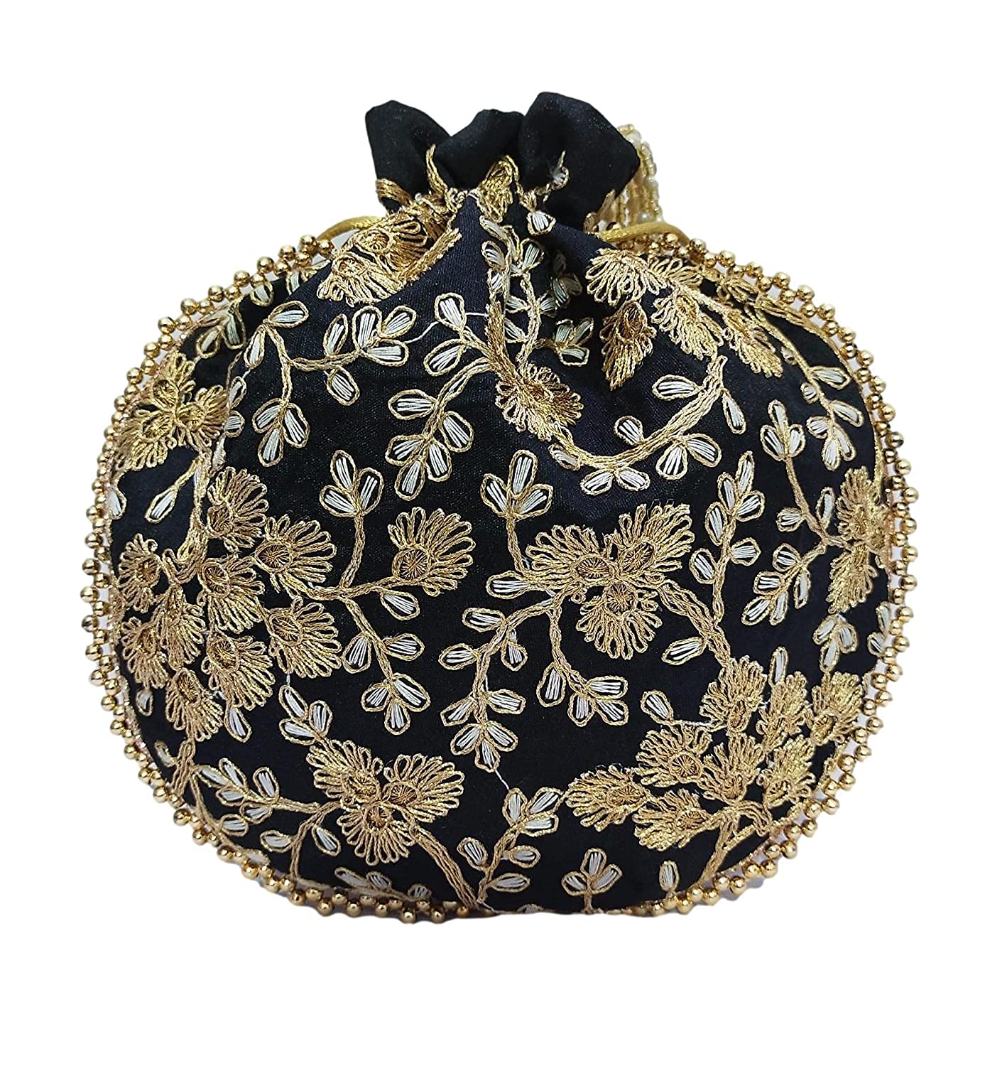 Matka Designer Potli Bags for Women - Set of 2 (Black & Maroon) - Elegant Wedding Clutch, Party Purse & Festival Accessory - Perfect for Indian Weddings, Sangeet, Mehendi & Special Occasions
