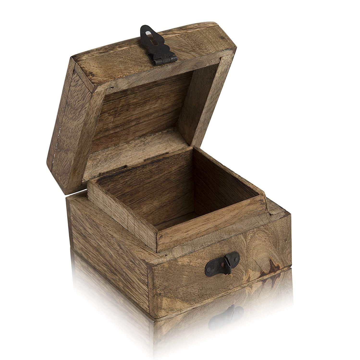 Handmade Wooden Jewelry Box with Lock & Key - Jewelry Organizer, Keepsake Box & Treasure Chest for Necklaces, Rings & Watches - Perfect Birthday, Housewarming Gift & Home Decor (Natural Finish) | Great for Bedroom Vanity, Dresser Storage & Travel Jewelry Case