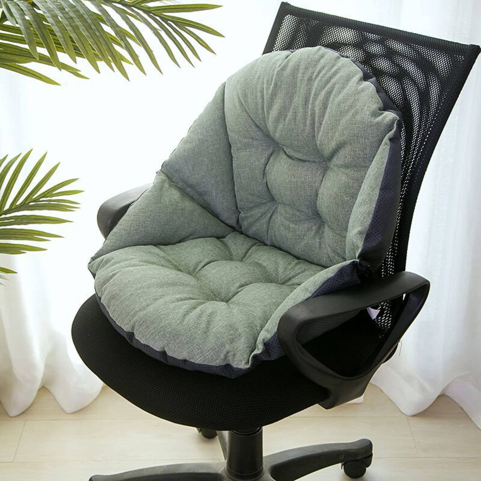 Ergonomic Semi-Enclosed Office Chair Cushion with Back Support - Memory Foam Seat Pad for Pain Relief (18.7x15.6 Inches, Light Grey) - Perfect for Office Chairs, Bleachers, Stadium Seats & Long Sitting Comfort