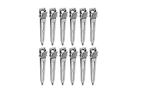 Proxoto Silver Hair Section Clips for Women & Men - 12 Pack Salon & Home Hair Cutting Styling Clips - Perfect for Hairdressing, Styling, Braiding & DIY Haircuts