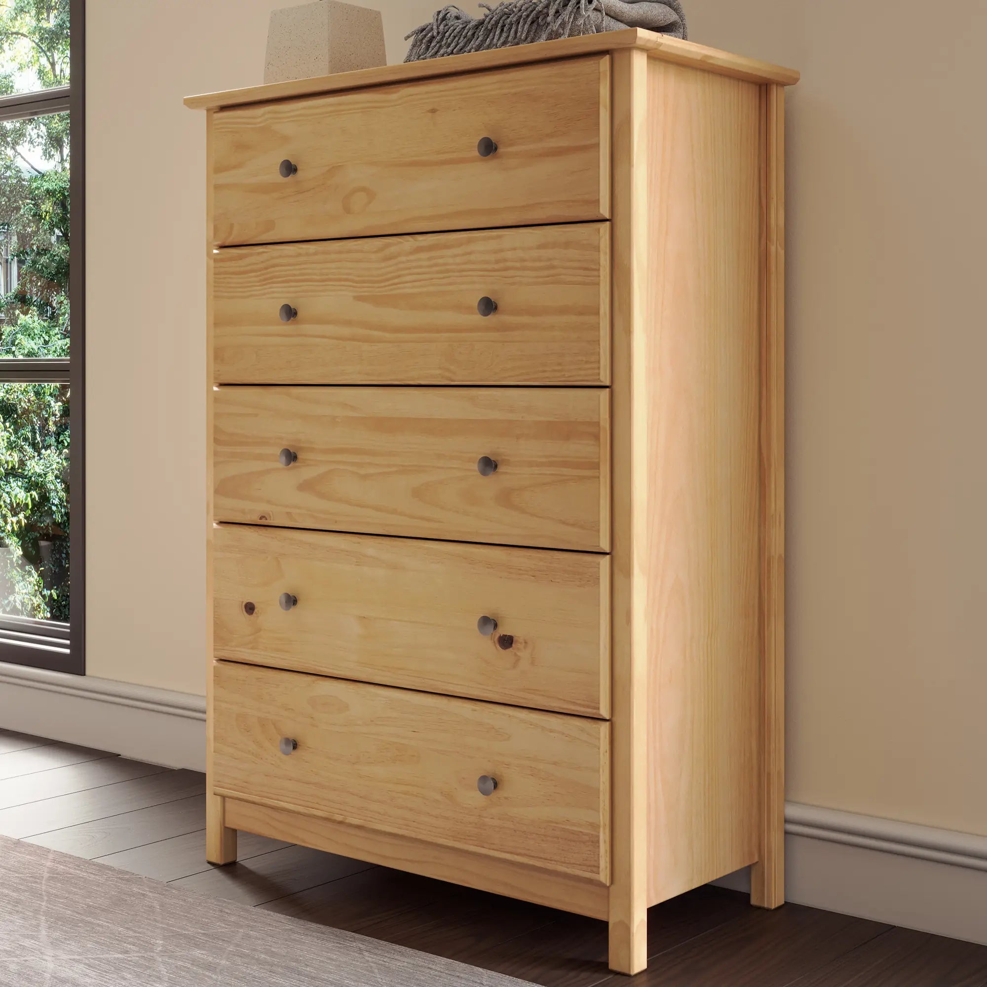 5-Drawer Wooden Shaker Dresser - Stylish and Functional Storage for Bedroom, Living Room, or Office Organization