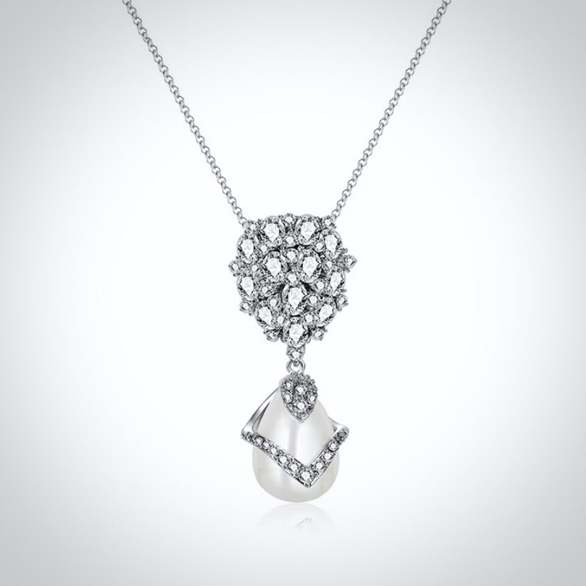 Oressa Pearl & Cubic Zirconia Bridal Jewelry Set - Elegant Wedding Necklace & Earrings for Bride, Bridesmaids & Formal Occasions