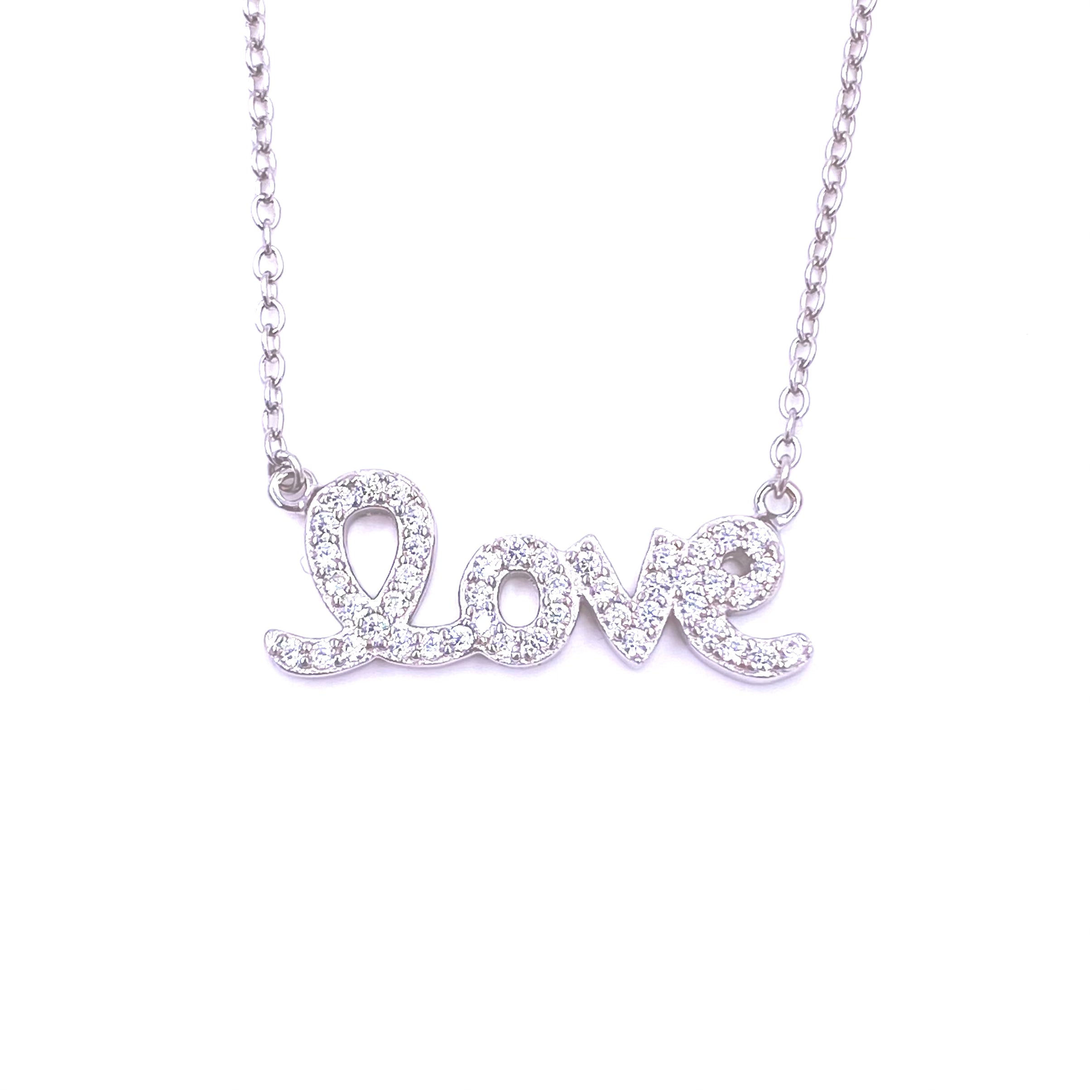 Ashley Gold Love Script CZ Necklace - Elegant Cubic Zirconia Pendant for Women | Perfect for Valentine's Day, Anniversary & Romantic Gifts