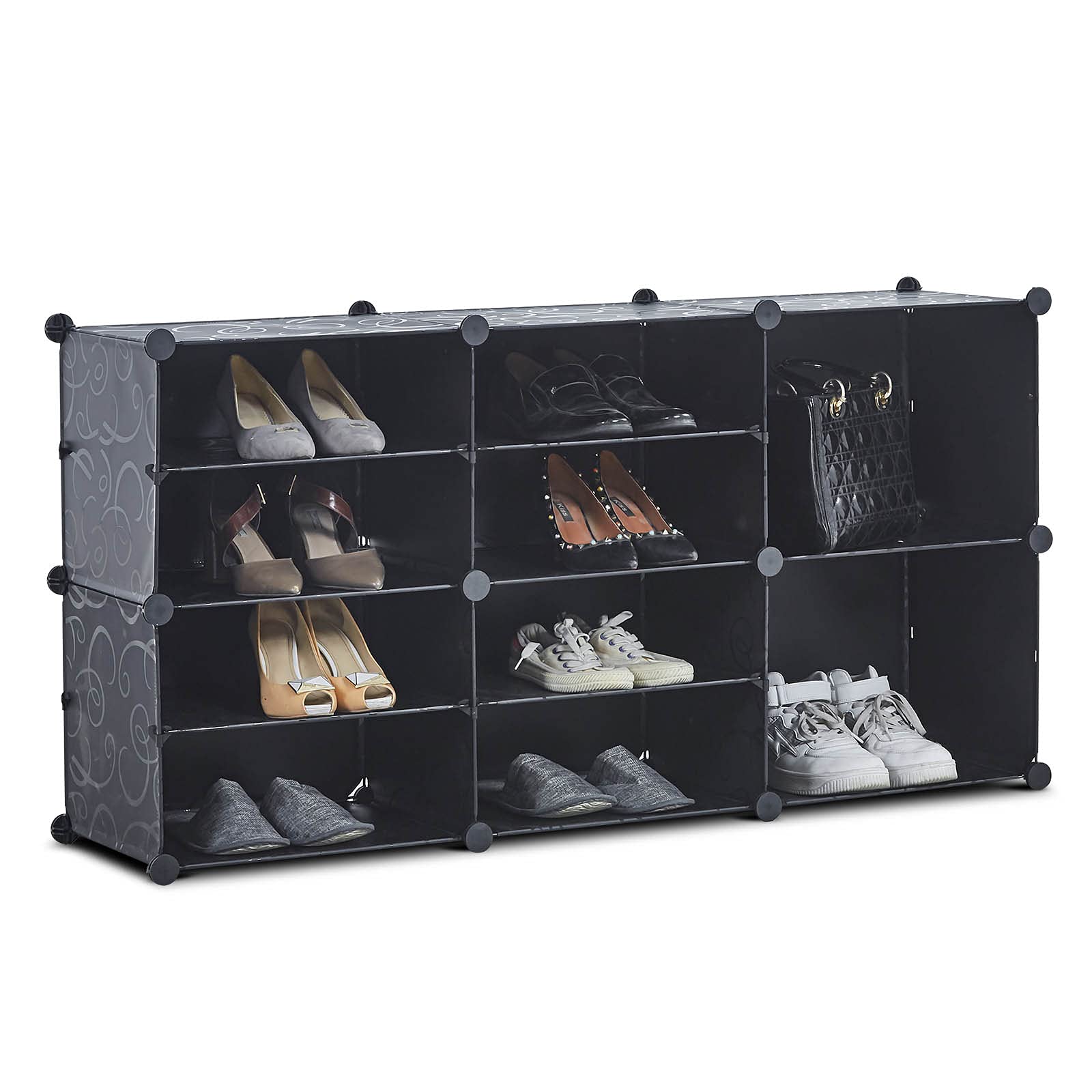 Maogear 10-Cube Stackable Shoe Organizer - 4-Tier Plastic Shoe Rack Storage Cabinet Holds 18 Pairs for Heels, Boots & Slippers - Space Saving Closet & Entryway Organization Solution for Home & Dorm