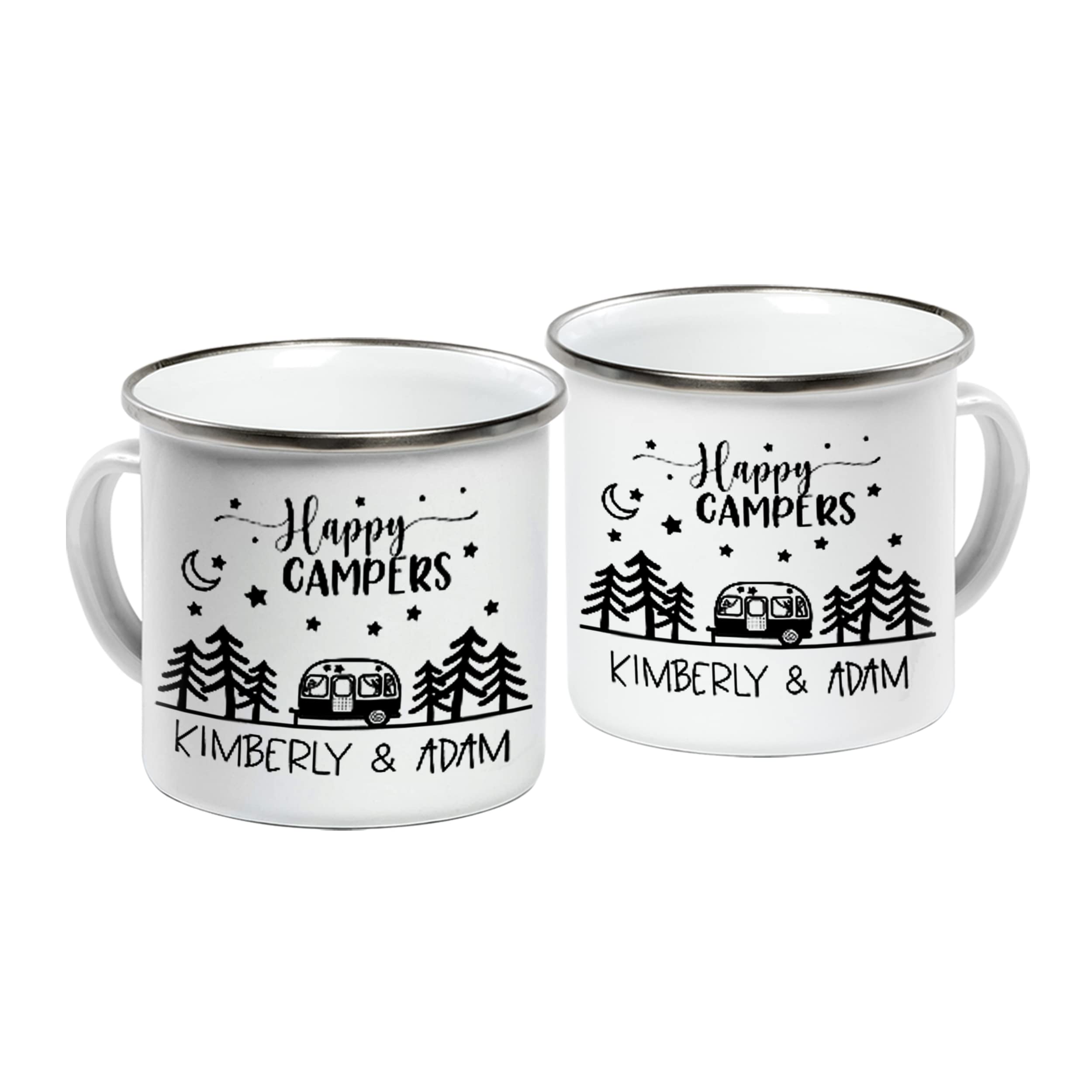 Personalized Stainless Steel Camping Mug - Custom Engraved Happy Camper Travel Tumbler - Insulated Coffee Cup for Outdoor Adventures, Hiking & Road Trips - Perfect Gift for Campers & Nature Lovers