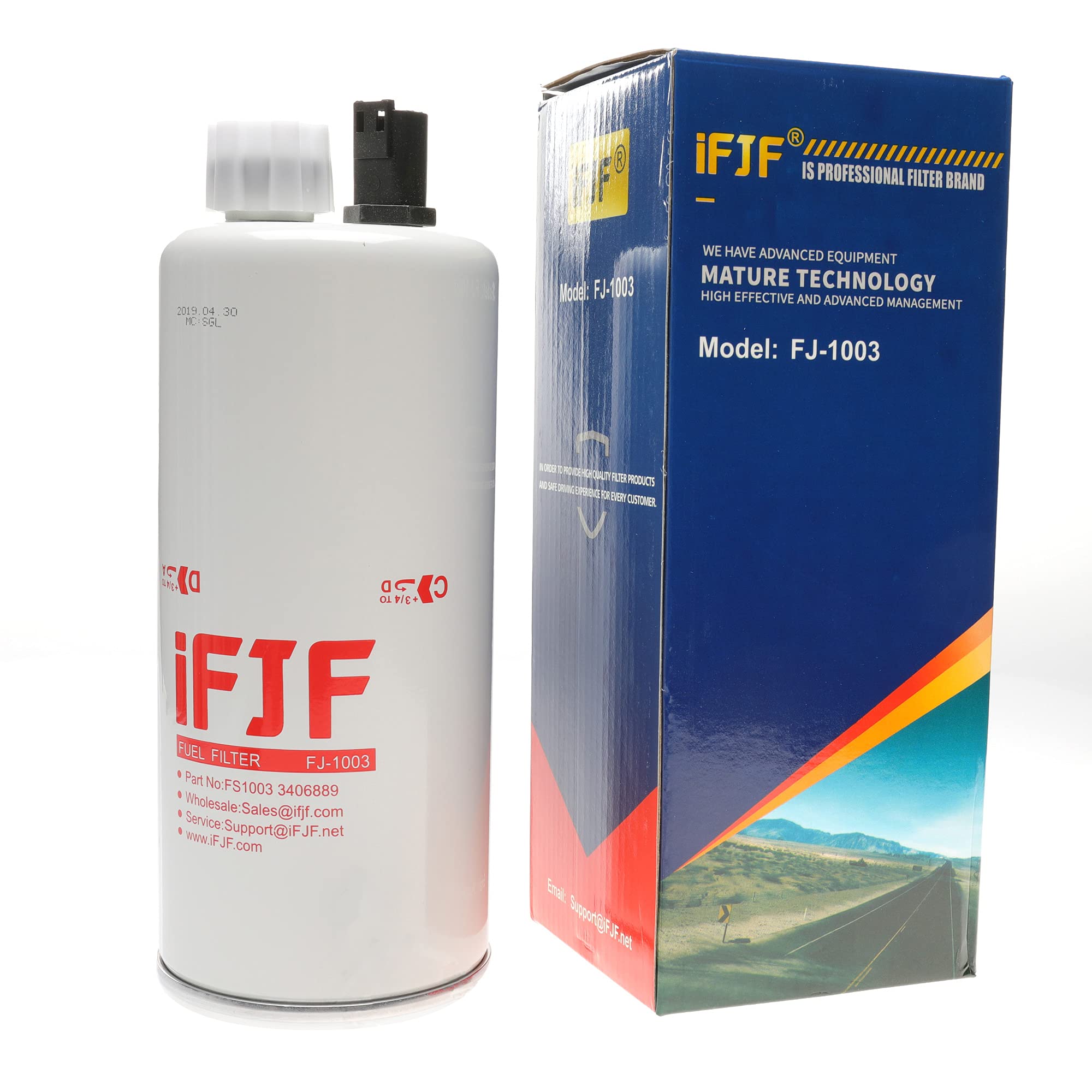 iFJF FS1003 Fuel Water Separator Filter Replacement for Cummins ISB ISC ISL ISLE ISM N14 QSC QSL QSM PX8 & MBE900 Diesel Engines - 10 Micron Spin-On Filter (Compatible with 3406889, 4070801, P564872, 33604, PS8687, LFF1003) - Perfect for Heavy-Duty Truck and Industrial Equipment Maintenance