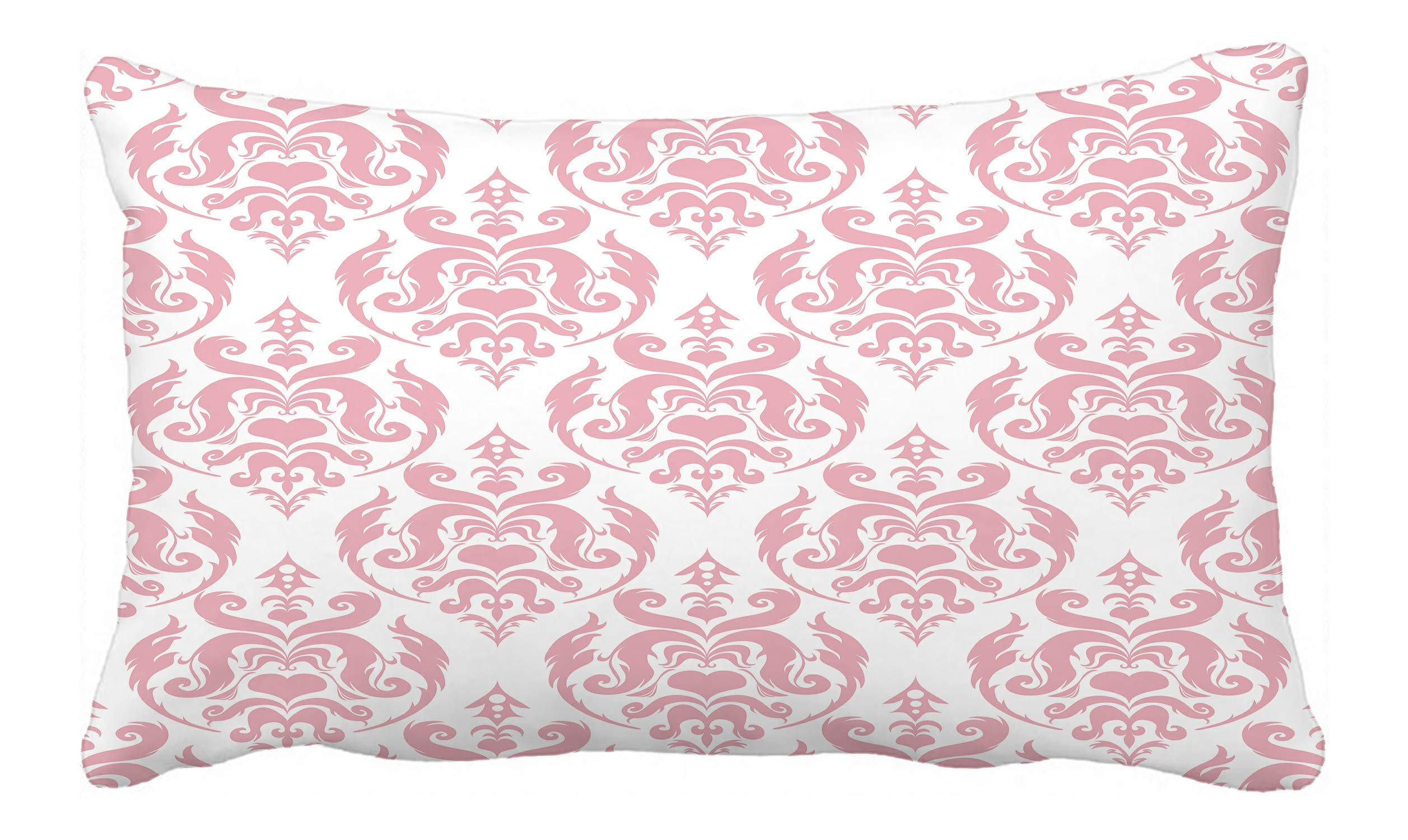 ECZJNT Pink Damask Pillow Cover 20x30 Inch - Elegant Floral Cushion Case for Sofa, Bed, Living Room & Home Decor