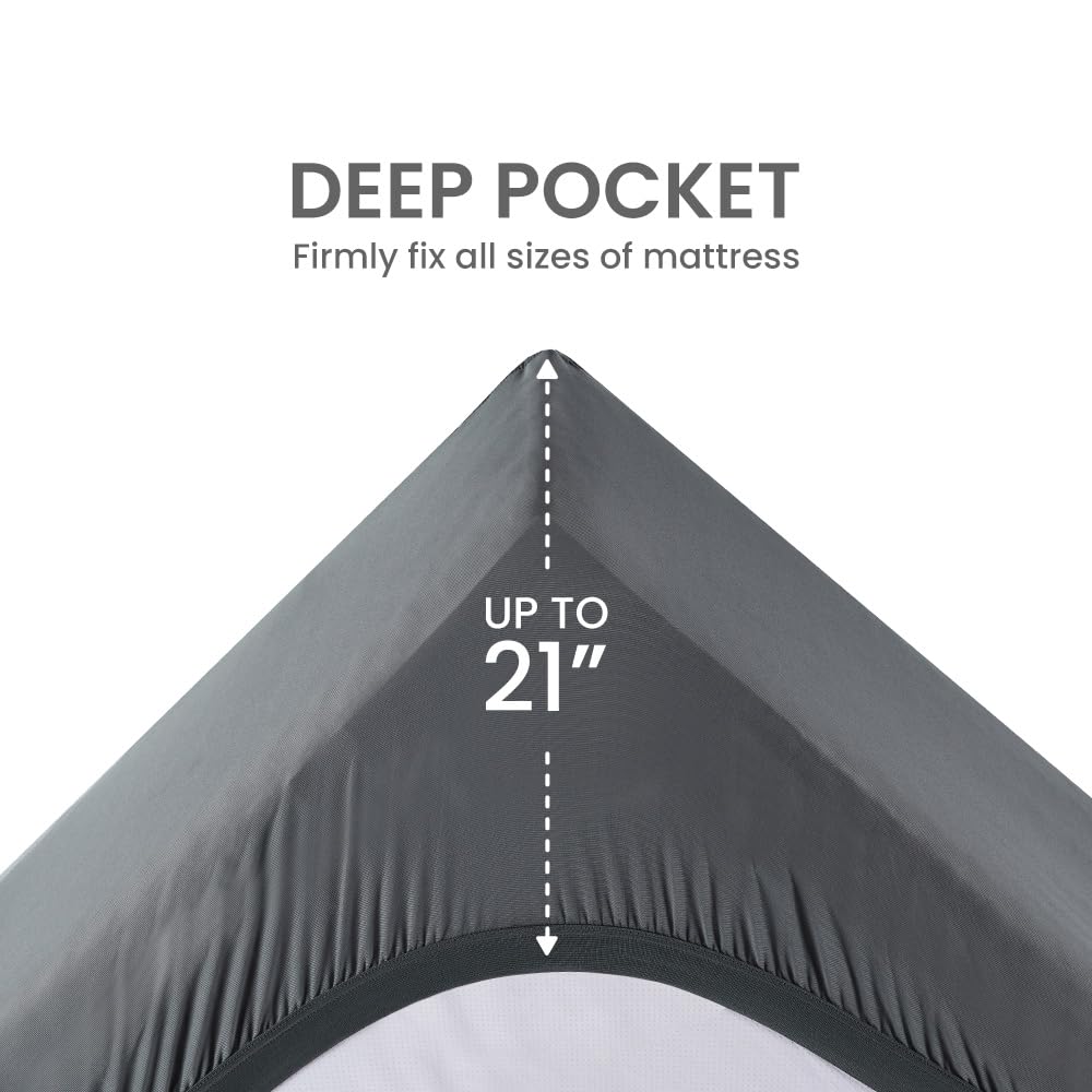 Cooling King Mattress Topper for Hot Sleepers - Premium Zoned Support, Breathable & Washable Mattress Protector with Deep Pocket (Grey) - Perfect for Summer Nights & Temperature Regulation