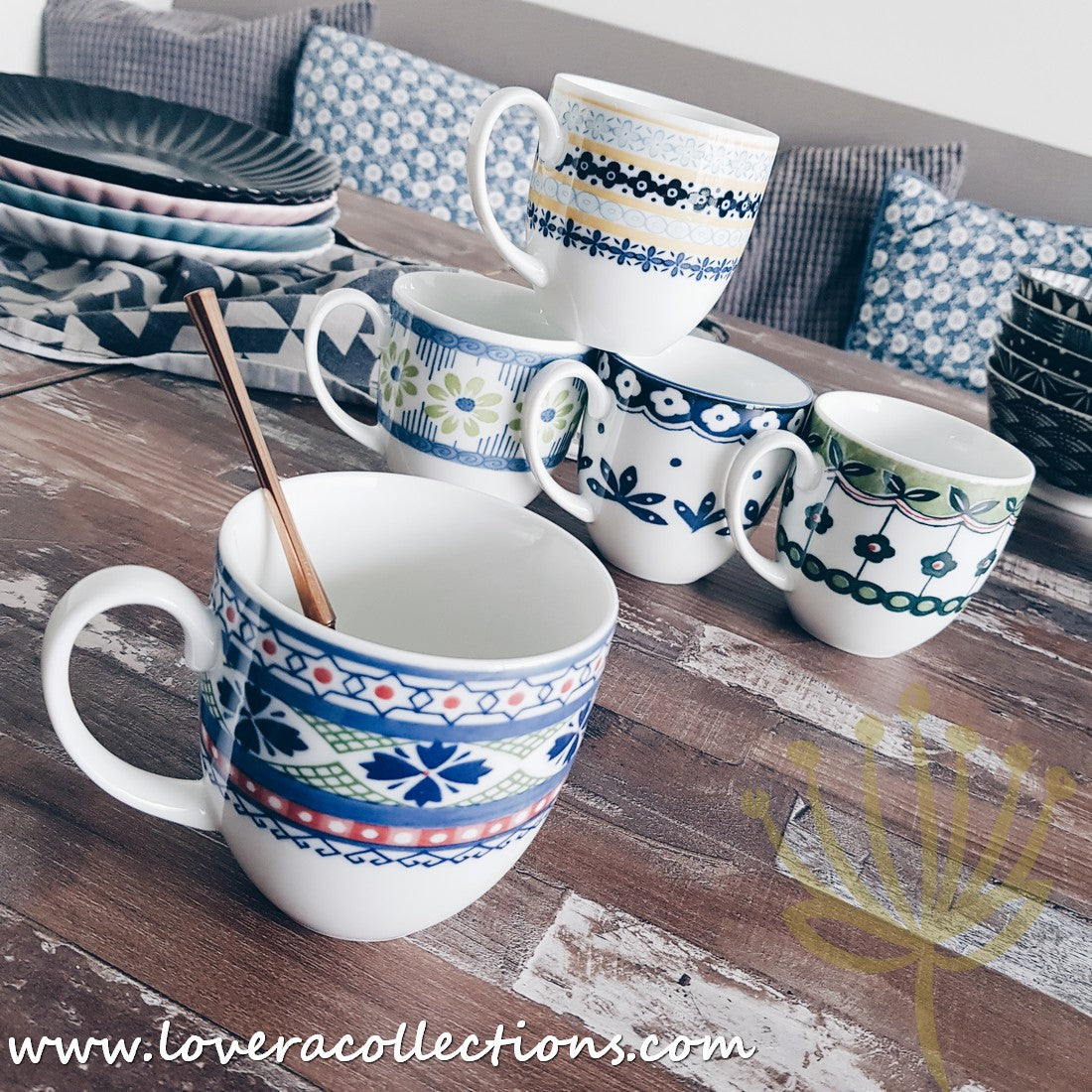 Awasaka Japan Blue & Yellow Floral Tea & Dinnerware Set - Elegant Japanese Ceramic Cups, Plates & Serving Dishes for Afternoon Tea, Dinner Parties & Home Decor