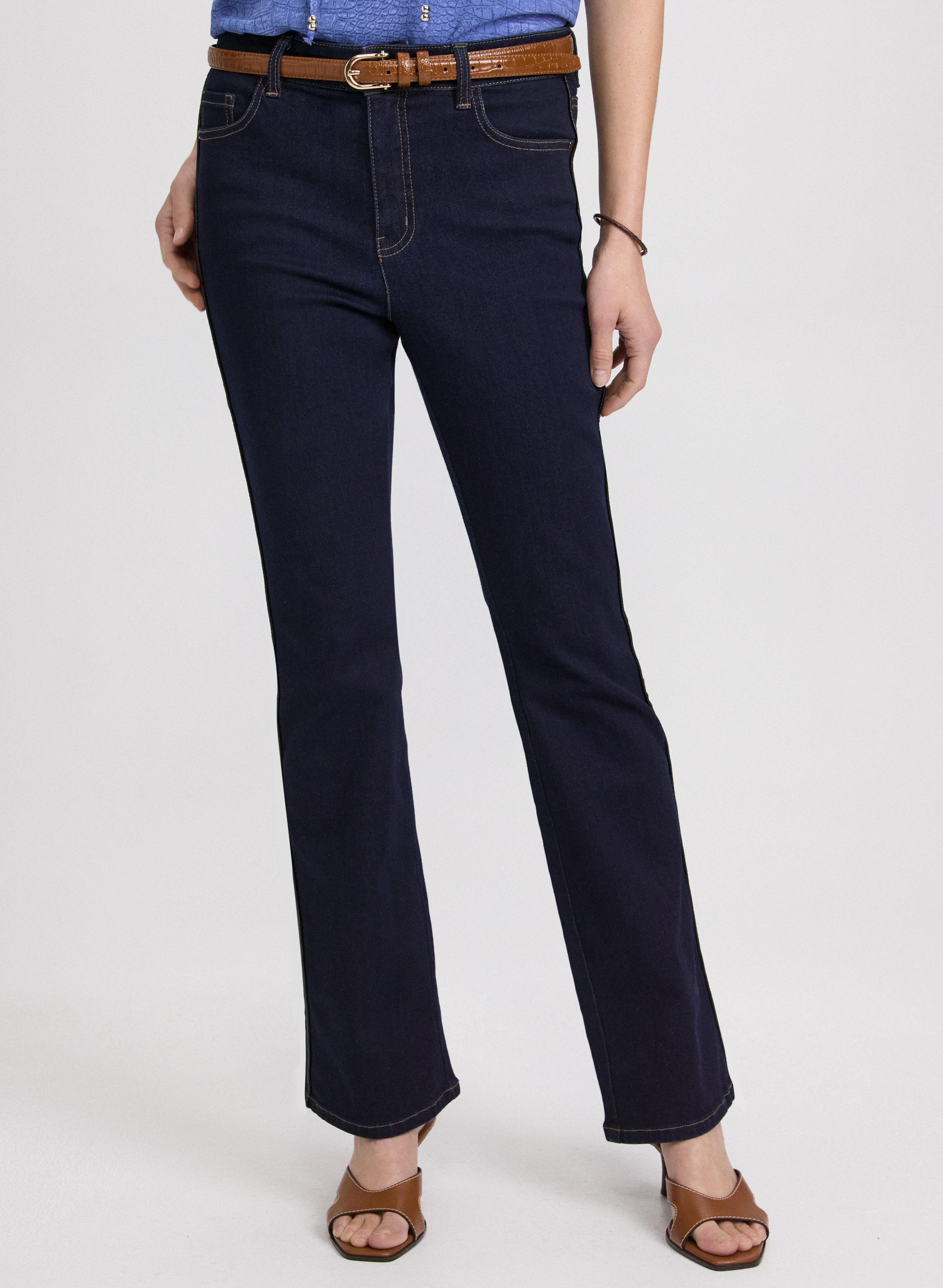 Flare Leg Jeans for Women - Napoleon Blue High Waisted Stretch Denim Pants | Laura 100212 421 | Perfect for Casual Wear, Date Night & Vintage Outfits